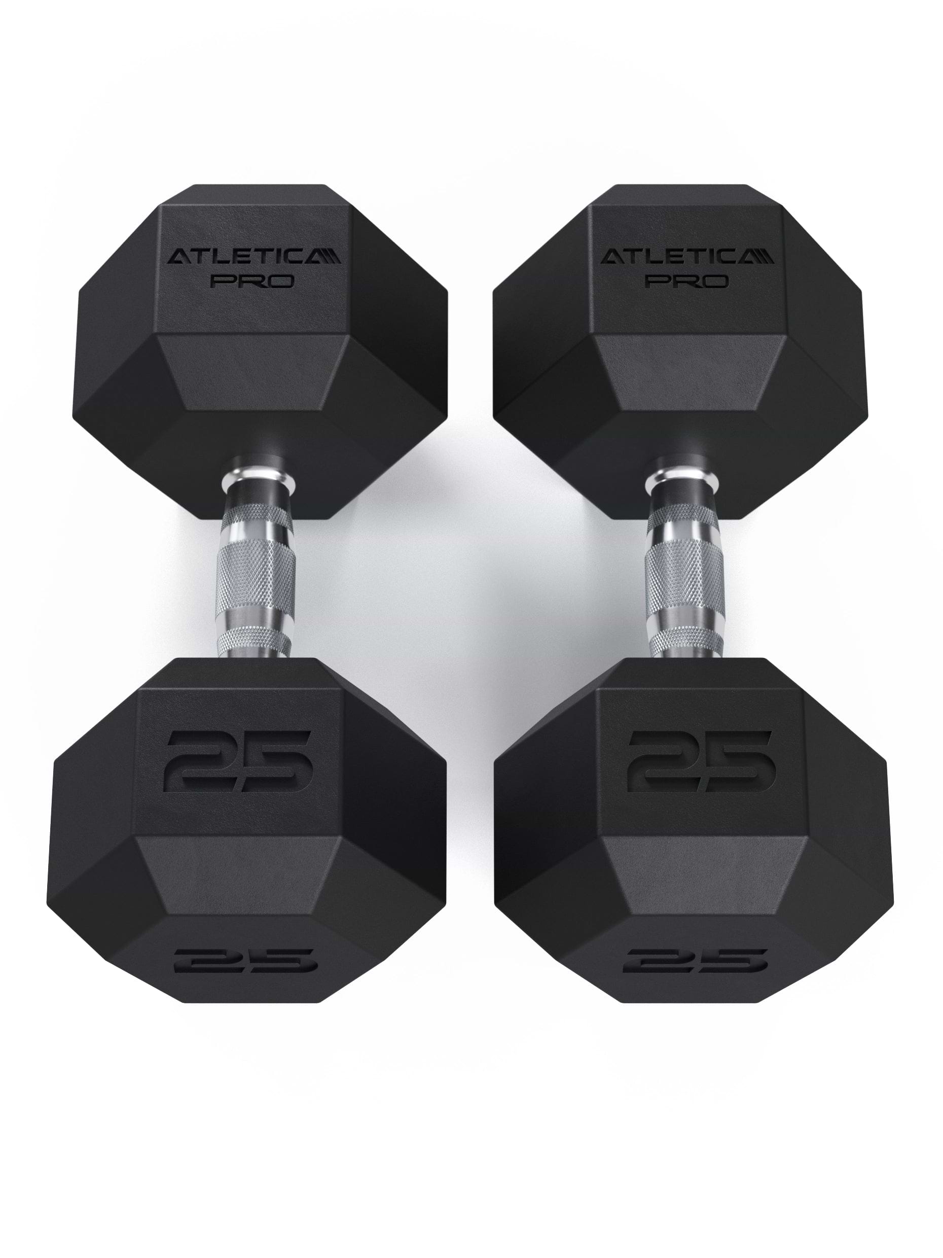 ATLETICA Hexagonhanteln PRO (Paar) | Polyurethan Hexagon Kurzhanteln | Dumbbells Pro - Gewichte mit bikonischem Griff mit Hartchrom Beschichtung | CNC gefräster Stahlkern | Paarweise von 2.5 bis 50kg,
