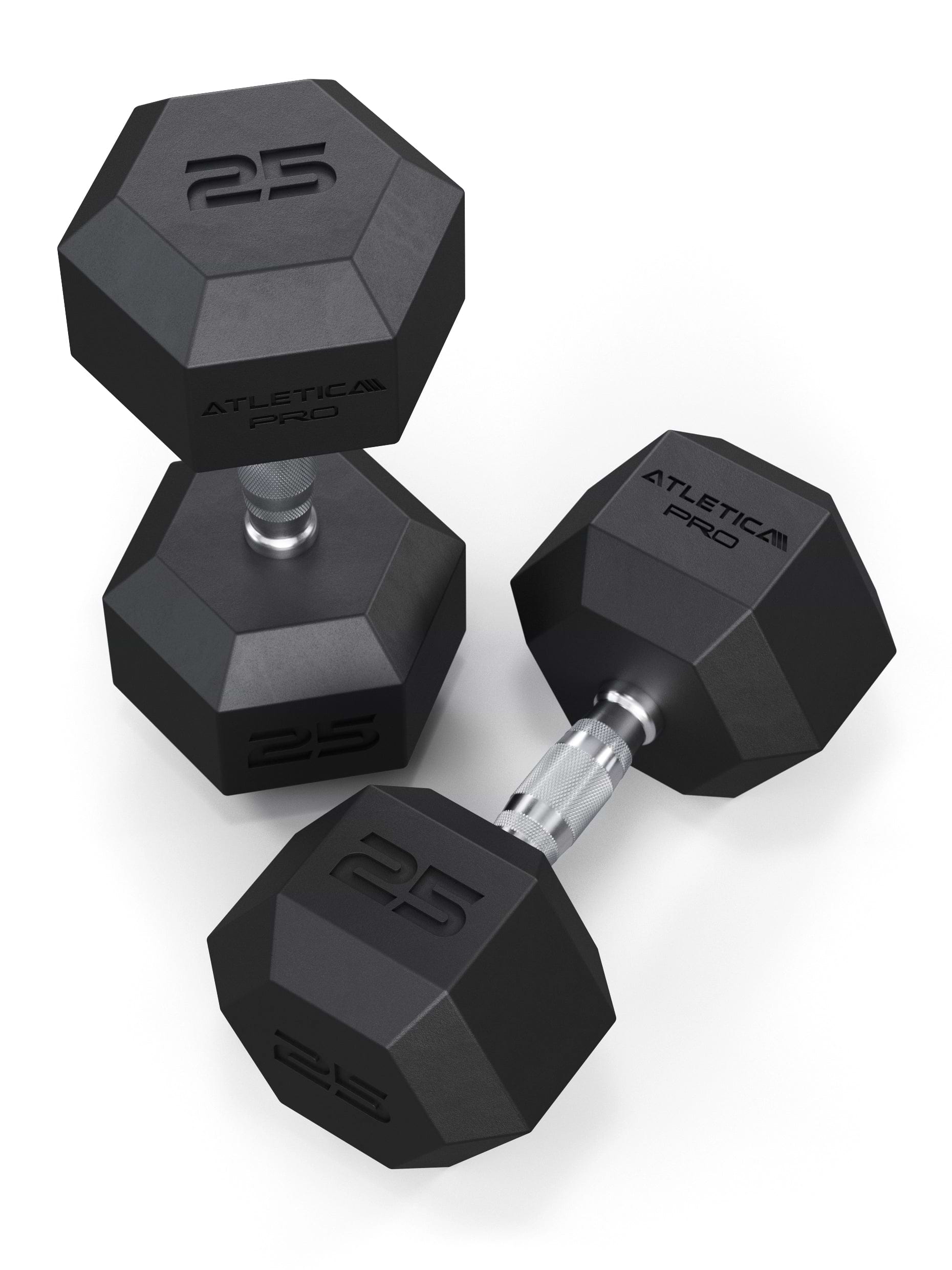 ATLETICA Hexagonhanteln PRO (SET 2.5 kg - 25 kg) | Polyurethan Hexagon Kurzhanteln | Dumbbells Pro - Gewichte mit bikonischem Griff mit Hartchrom Beschichtung | CNC gefräster Stahlkern