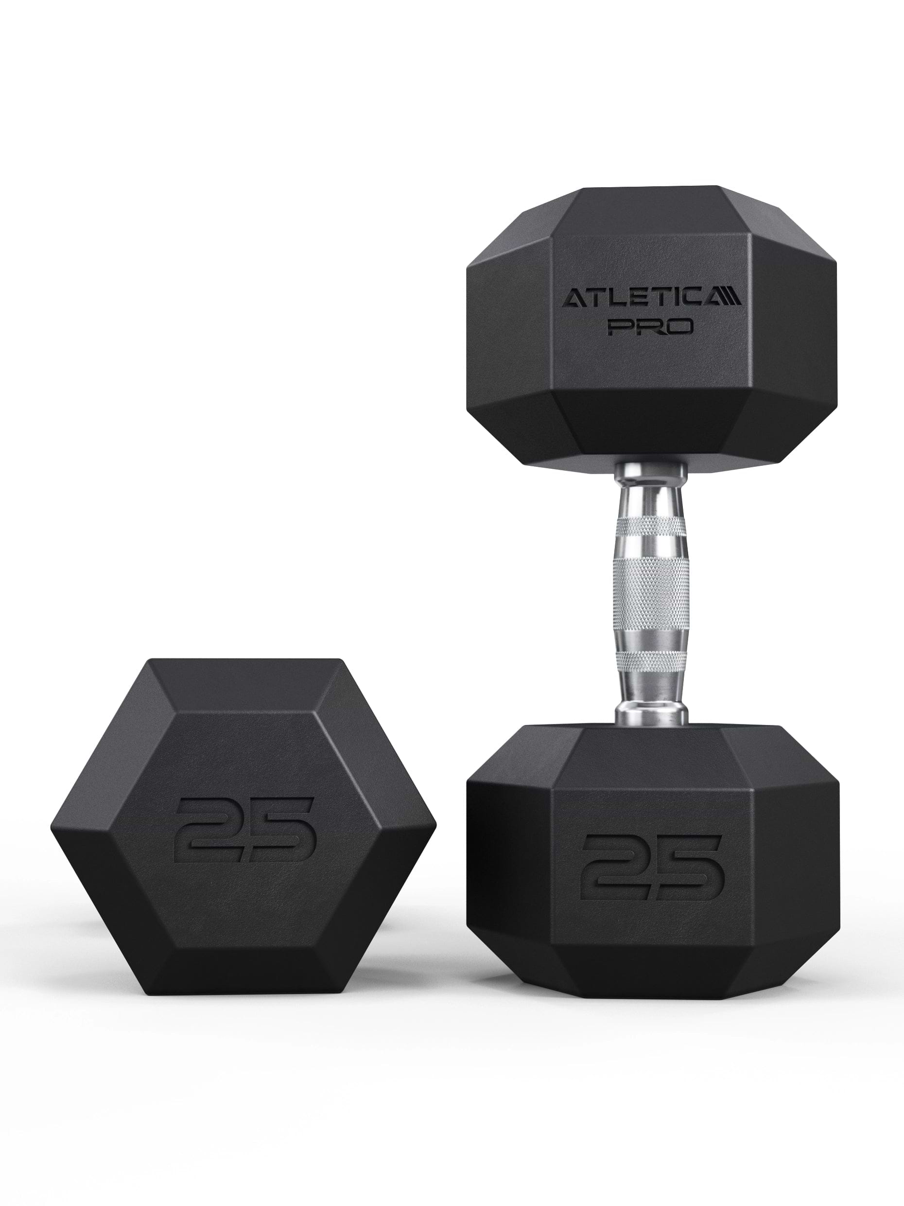 ATLETICA Hexagonhanteln PRO (Paar) | Polyurethan Hexagon Kurzhanteln | Dumbbells Pro - Gewichte mit bikonischem Griff mit Hartchrom Beschichtung | CNC gefräster Stahlkern | Paarweise von 2.5 bis 50kg,