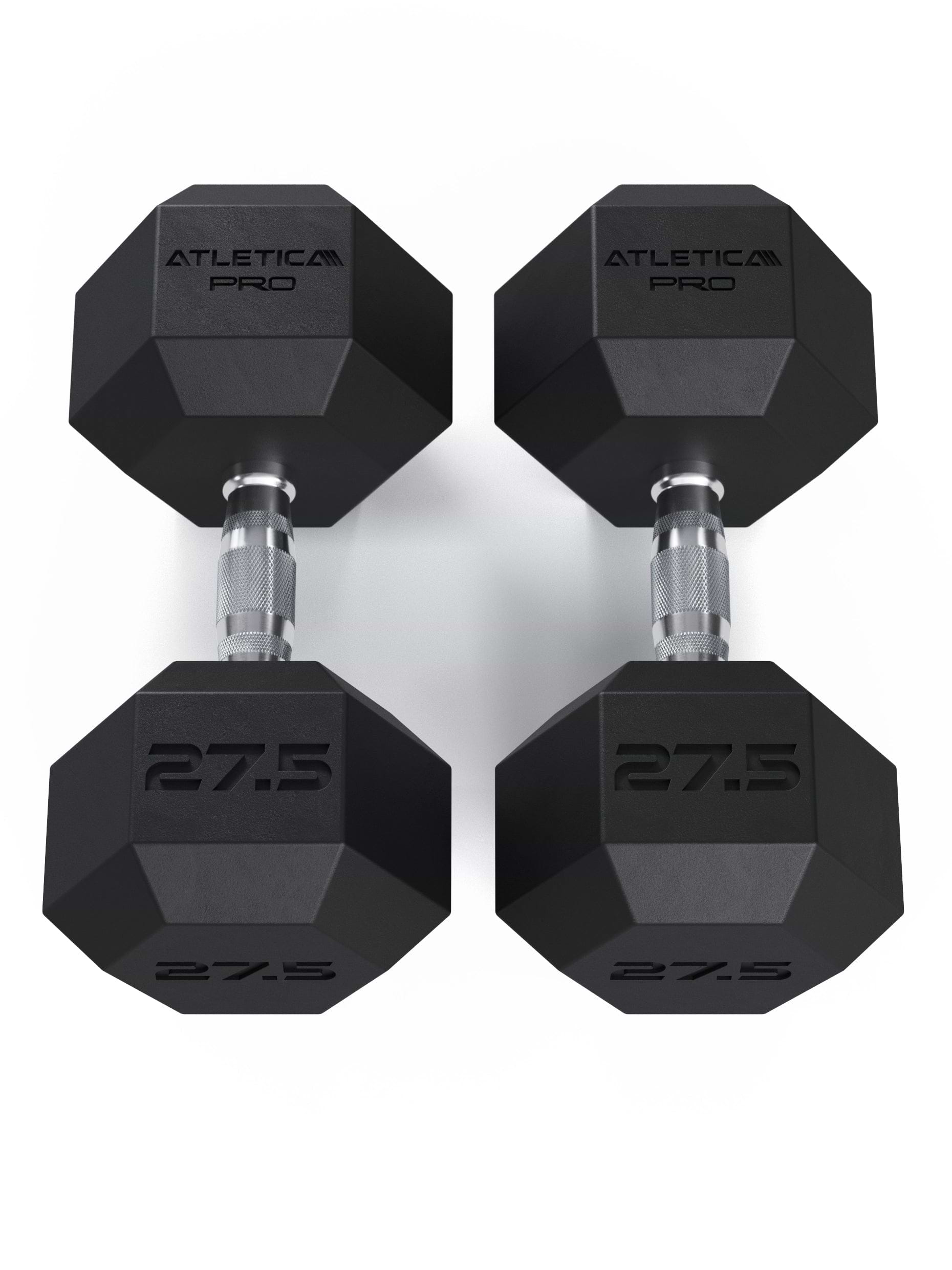 ATLETICA Hexagonhanteln PRO (Paar) | Polyurethan Hexagon Kurzhanteln | Dumbbells Pro - Gewichte mit bikonischem Griff mit Hartchrom Beschichtung | CNC gefräster Stahlkern | Paarweise von 2.5 bis 50kg,