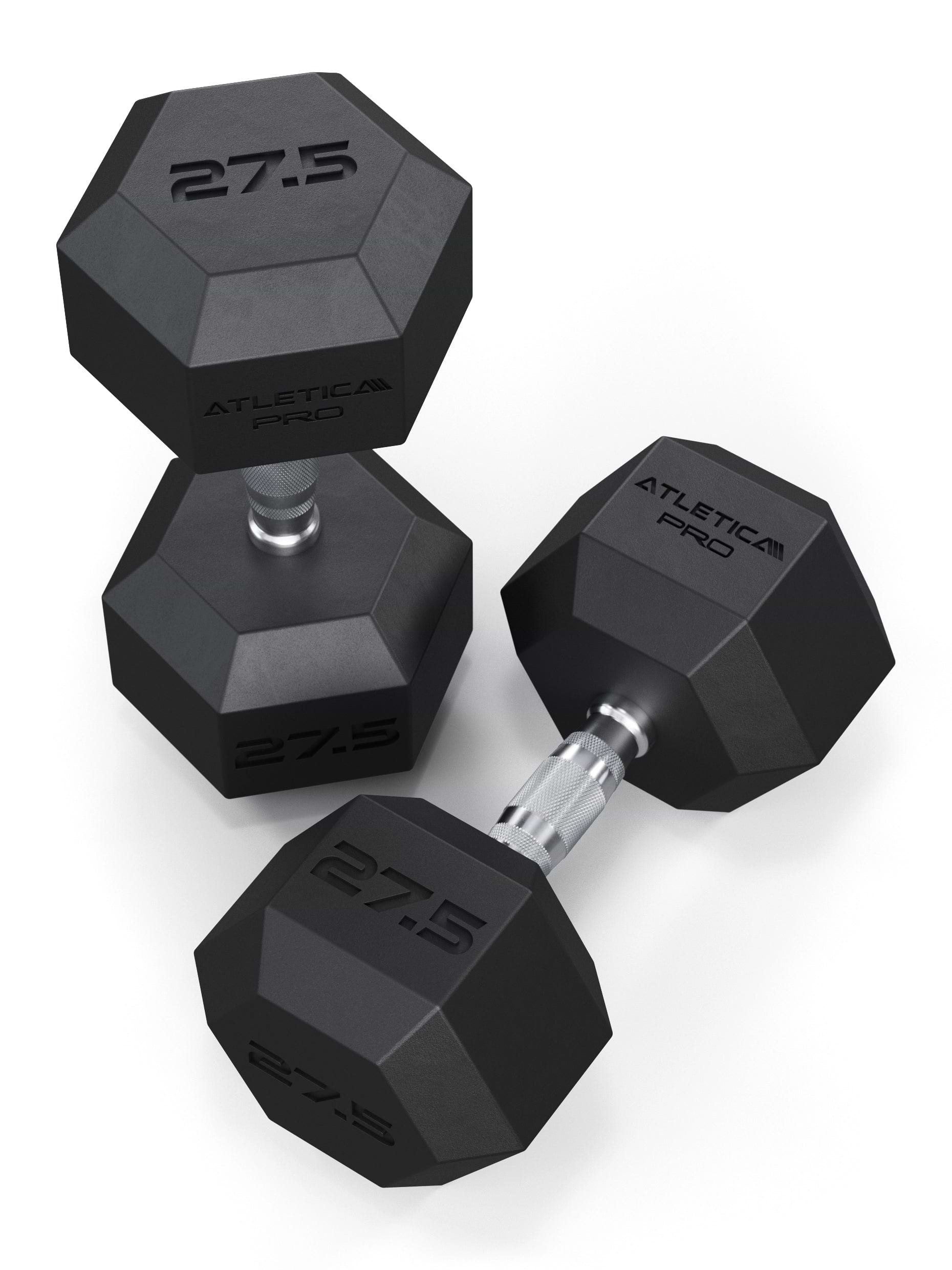 ATLETICA Hexagonhanteln PRO (Paar) | Polyurethan Hexagon Kurzhanteln | Dumbbells Pro - Gewichte mit bikonischem Griff mit Hartchrom Beschichtung | CNC gefräster Stahlkern | Paarweise von 2.5 bis 50kg,