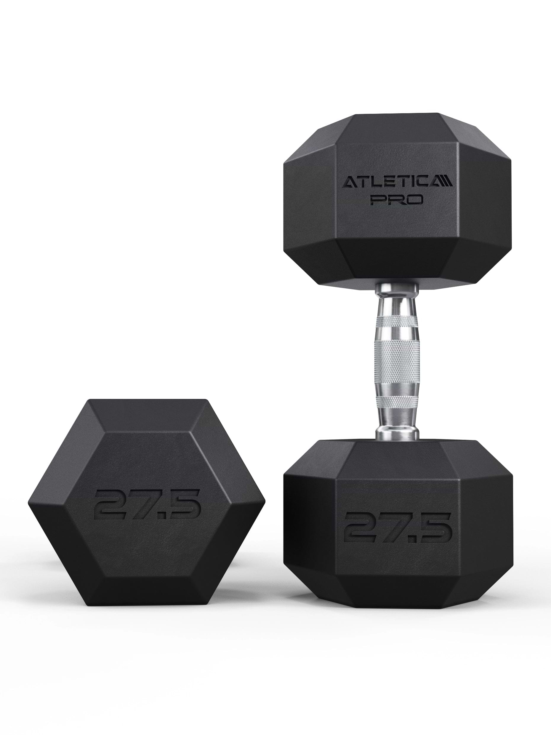ATLETICA Hexagonhanteln PRO (Paar) | Polyurethan Hexagon Kurzhanteln | Dumbbells Pro - Gewichte mit bikonischem Griff mit Hartchrom Beschichtung | CNC gefräster Stahlkern | Paarweise von 2.5 bis 50kg,