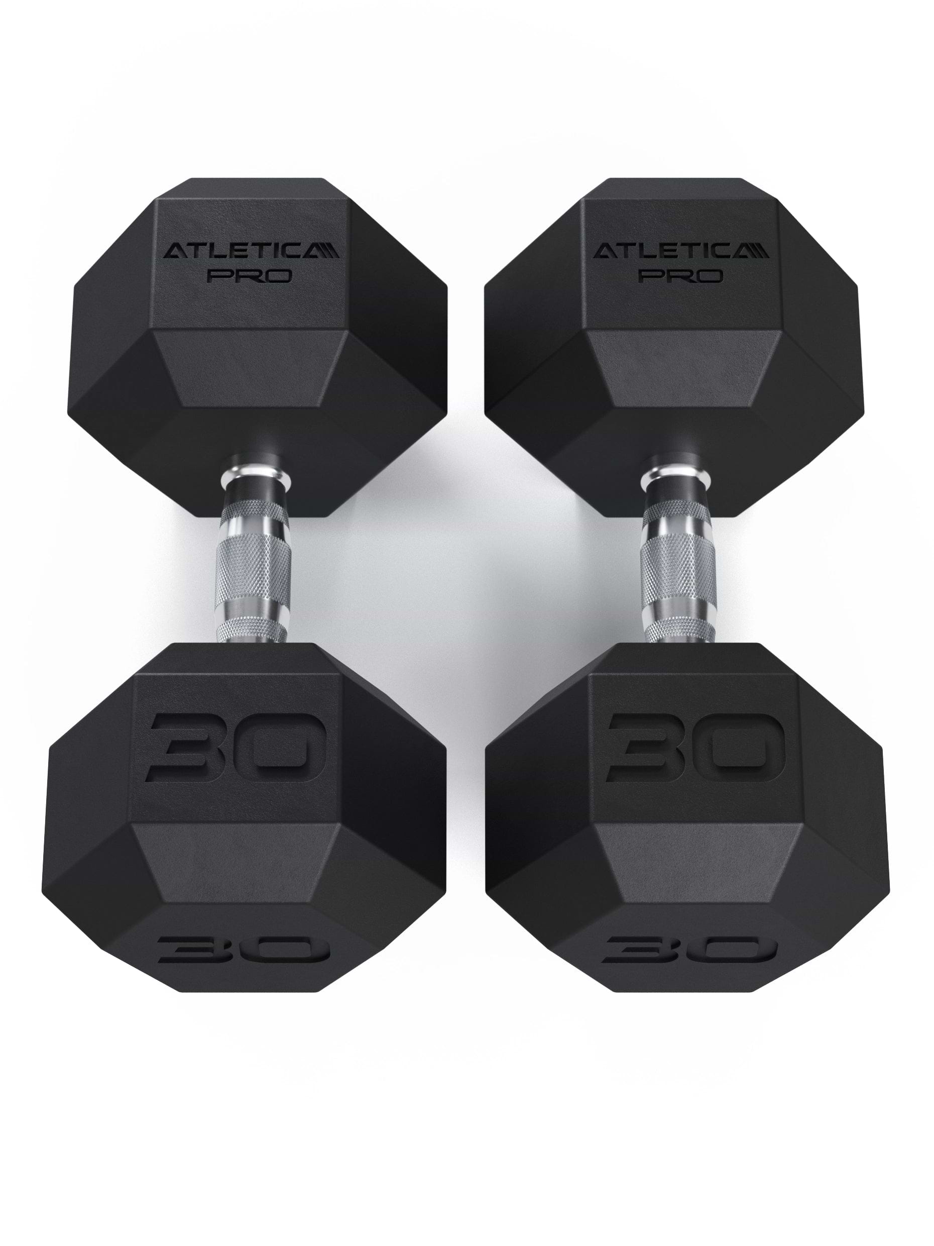 ATLETICA Hexagonhanteln PRO (Paar) | Polyurethan Hexagon Kurzhanteln | Dumbbells Pro - Gewichte mit bikonischem Griff mit Hartchrom Beschichtung | CNC gefräster Stahlkern | Paarweise von 2.5 bis 50kg,