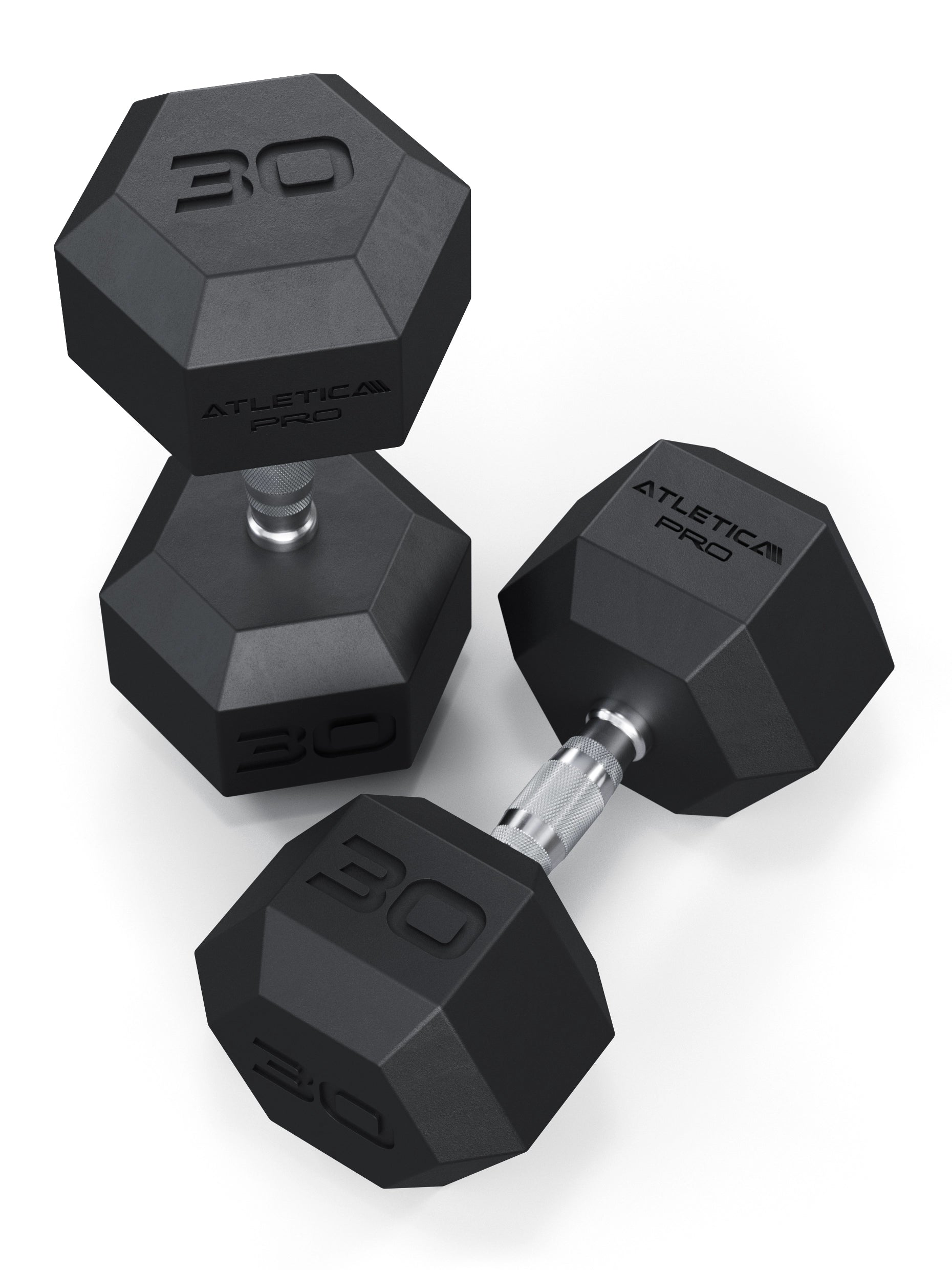 ATLETICA Hexagonhanteln PRO (SET 10 kg - 32.5 kg) | Polyurethan Hexagon Kurzhanteln | Dumbbells Pro - Gewichte mit bikonischem Griff mit Hartchrom Beschichtung | CNC gefräster Stahlkern 