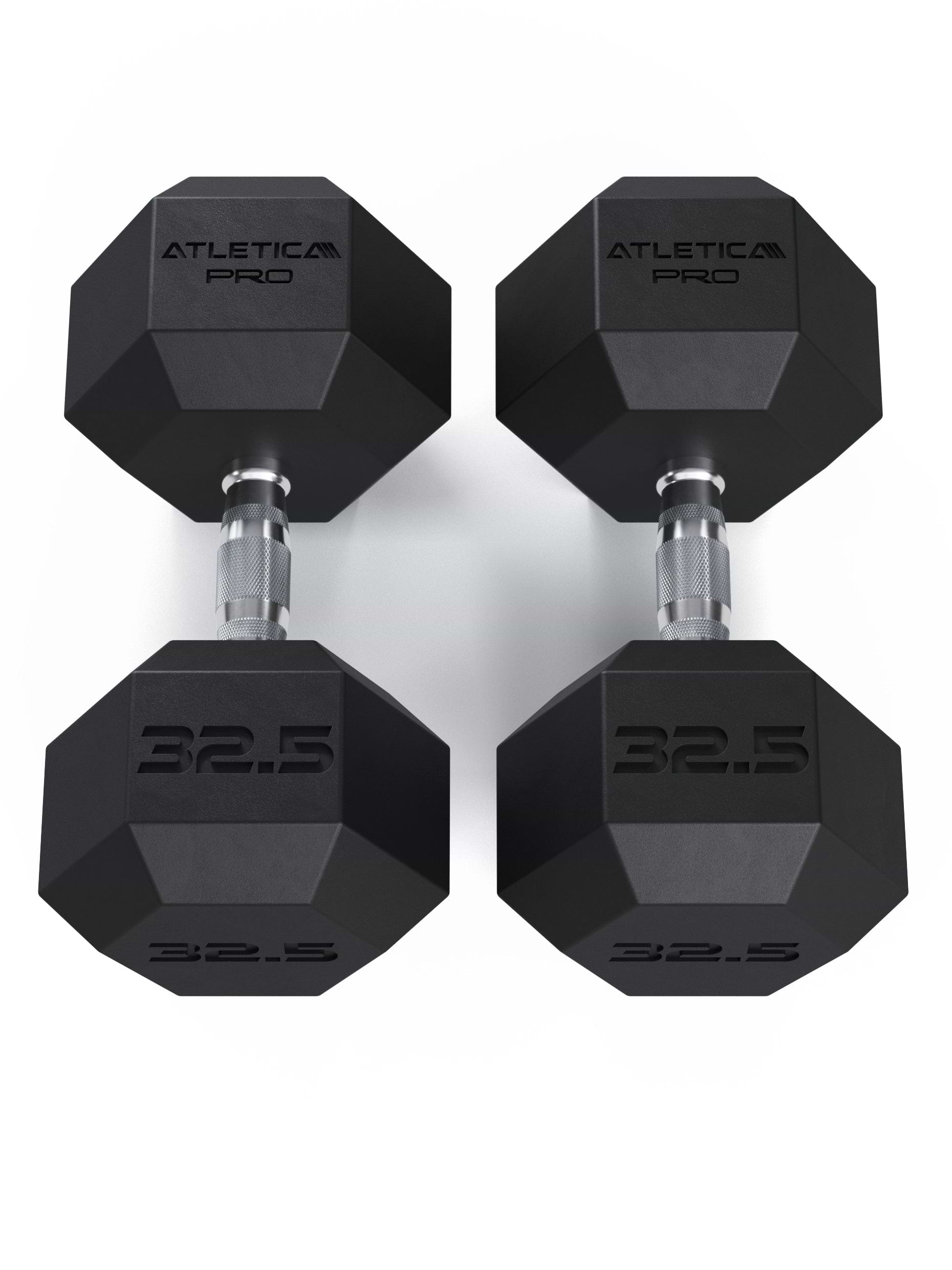 ATLETICA Hexagonhanteln PRO (Paar) | Polyurethan Hexagon Kurzhanteln | Dumbbells Pro - Gewichte mit bikonischem Griff mit Hartchrom Beschichtung | CNC gefräster Stahlkern | Paarweise von 2.5 bis 50kg,