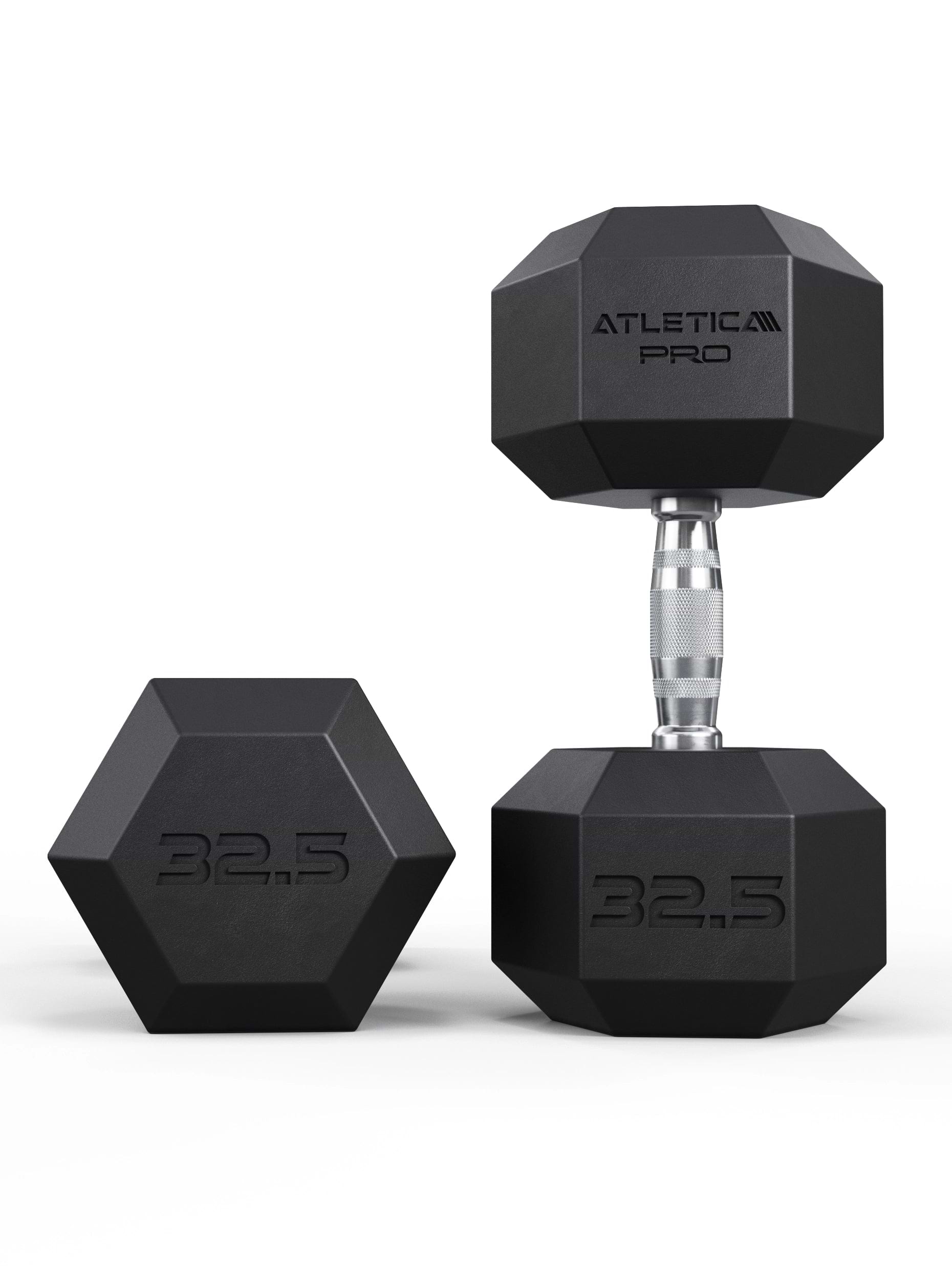 ATLETICA Hexagonhanteln PRO (Paar) | Polyurethan Hexagon Kurzhanteln | Dumbbells Pro - Gewichte mit bikonischem Griff mit Hartchrom Beschichtung | CNC gefräster Stahlkern | Paarweise von 2.5 bis 50kg,
