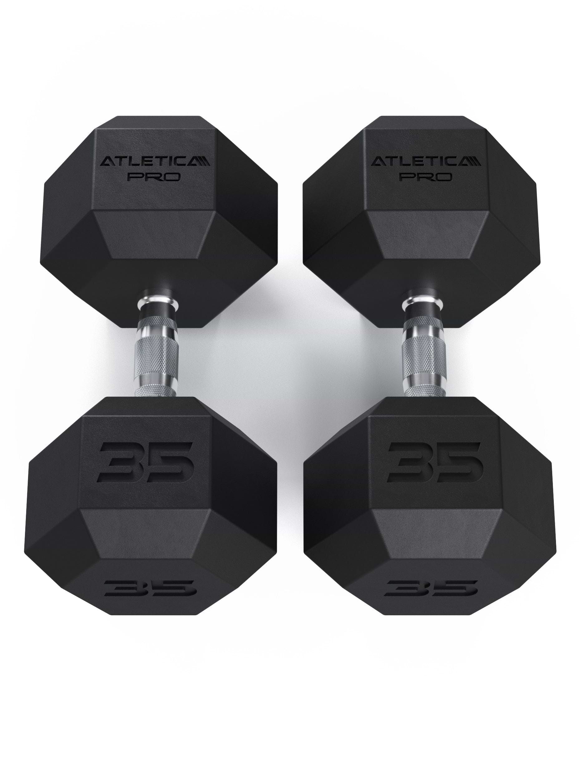 ATLETICA Hexagonhanteln PRO (Paar) | Polyurethan Hexagon Kurzhanteln | Dumbbells Pro - Gewichte mit bikonischem Griff mit Hartchrom Beschichtung | CNC gefräster Stahlkern | Paarweise von 2.5 bis 50kg,