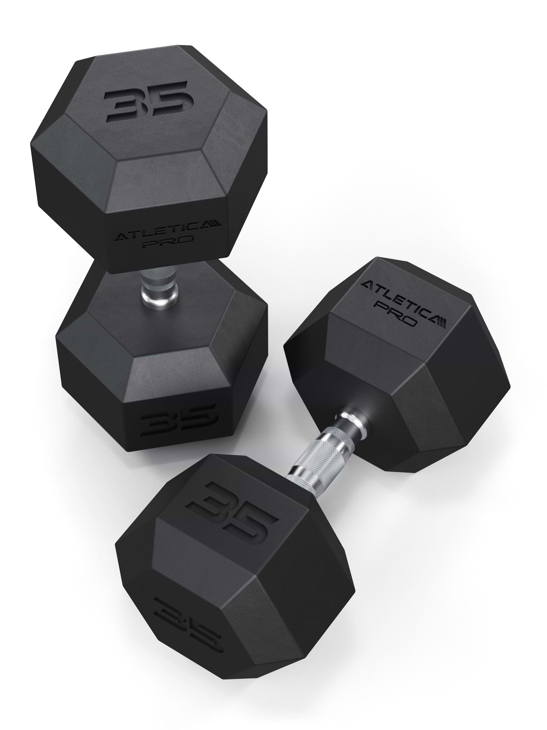 ATLETICA Hexagonhanteln PRO (Paar) | Polyurethan Hexagon Kurzhanteln | Dumbbells Pro - Gewichte mit bikonischem Griff mit Hartchrom Beschichtung | CNC gefräster Stahlkern | Paarweise von 2.5 bis 50kg,