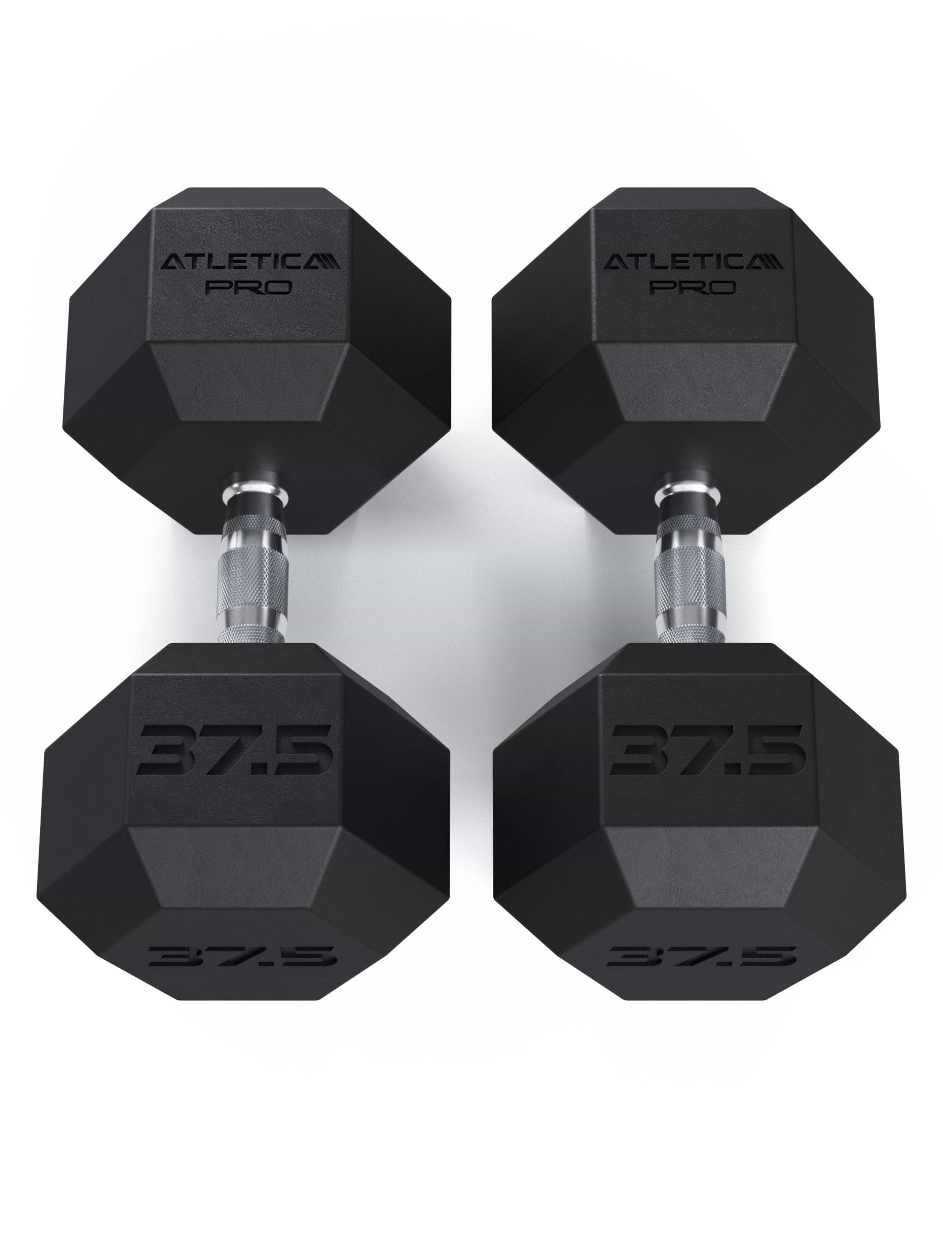 ATLETICA Hexagonhanteln PRO (Paar) | Polyurethan Hexagon Kurzhanteln | Dumbbells Pro - Gewichte mit bikonischem Griff mit Hartchrom Beschichtung | CNC gefräster Stahlkern | Paarweise von 2.5 bis 50kg,