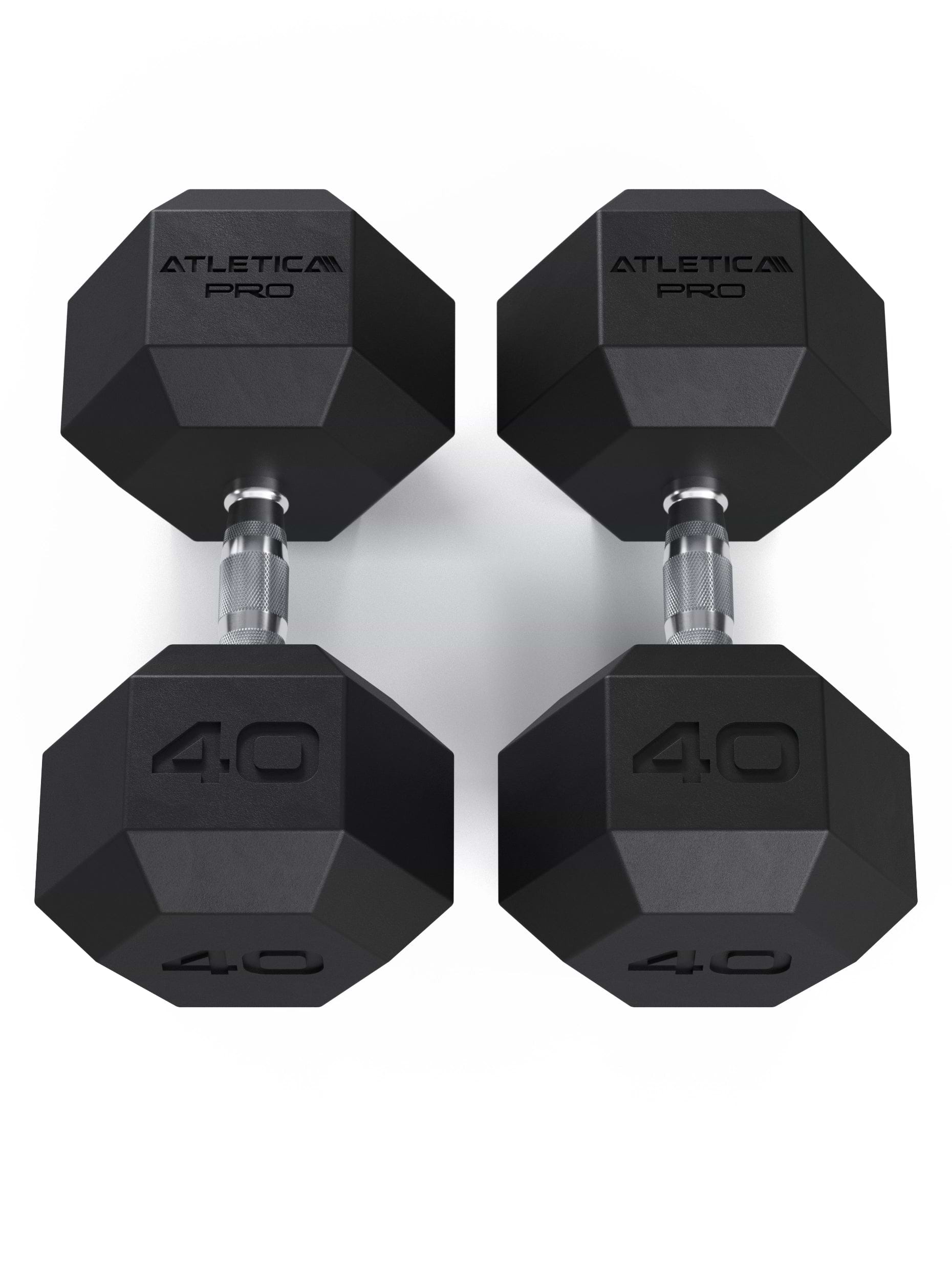 ATLETICA Hexagonhanteln PRO (Paar) | Polyurethan Hexagon Kurzhanteln | Dumbbells Pro - Gewichte mit bikonischem Griff mit Hartchrom Beschichtung | CNC gefräster Stahlkern | Paarweise von 2.5 bis 50kg,