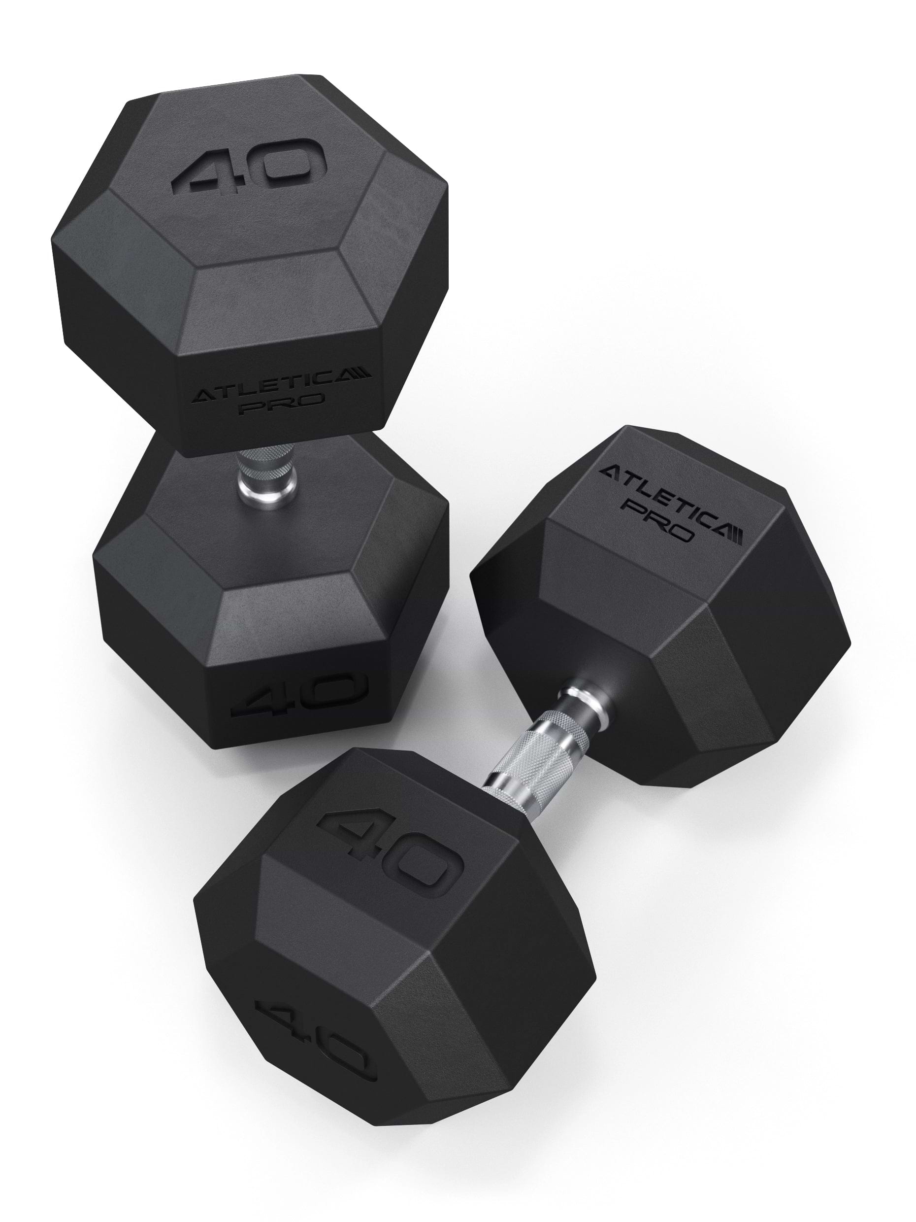 ATLETICA Hexagonhanteln PRO (Paar) | Polyurethan Hexagon Kurzhanteln | Dumbbells Pro - Gewichte mit bikonischem Griff mit Hartchrom Beschichtung | CNC gefräster Stahlkern | Paarweise von 2.5 bis 50kg,