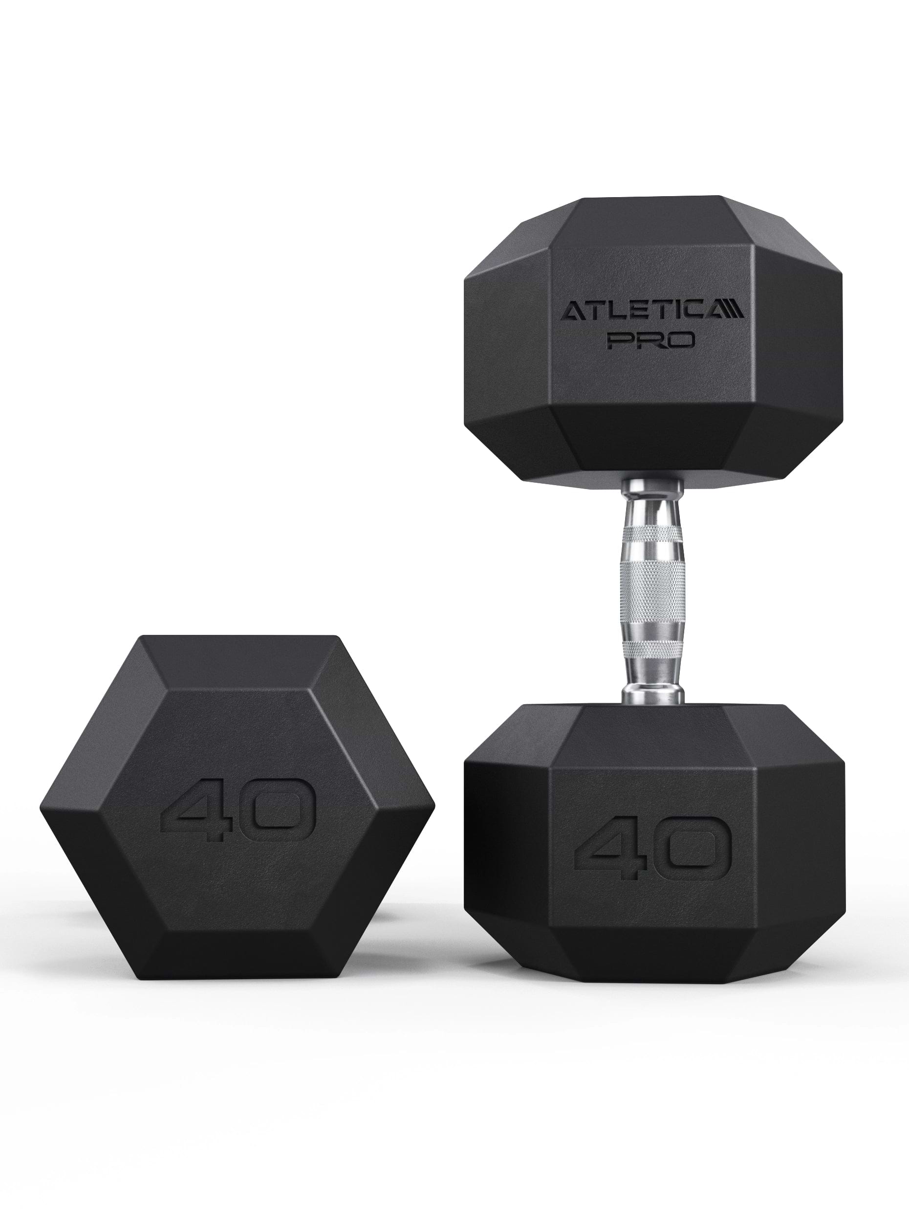 ATLETICA Hexagonhanteln PRO (Paar) | Polyurethan Hexagon Kurzhanteln | Dumbbells Pro - Gewichte mit bikonischem Griff mit Hartchrom Beschichtung | CNC gefräster Stahlkern | Paarweise von 2.5 bis 50kg,
