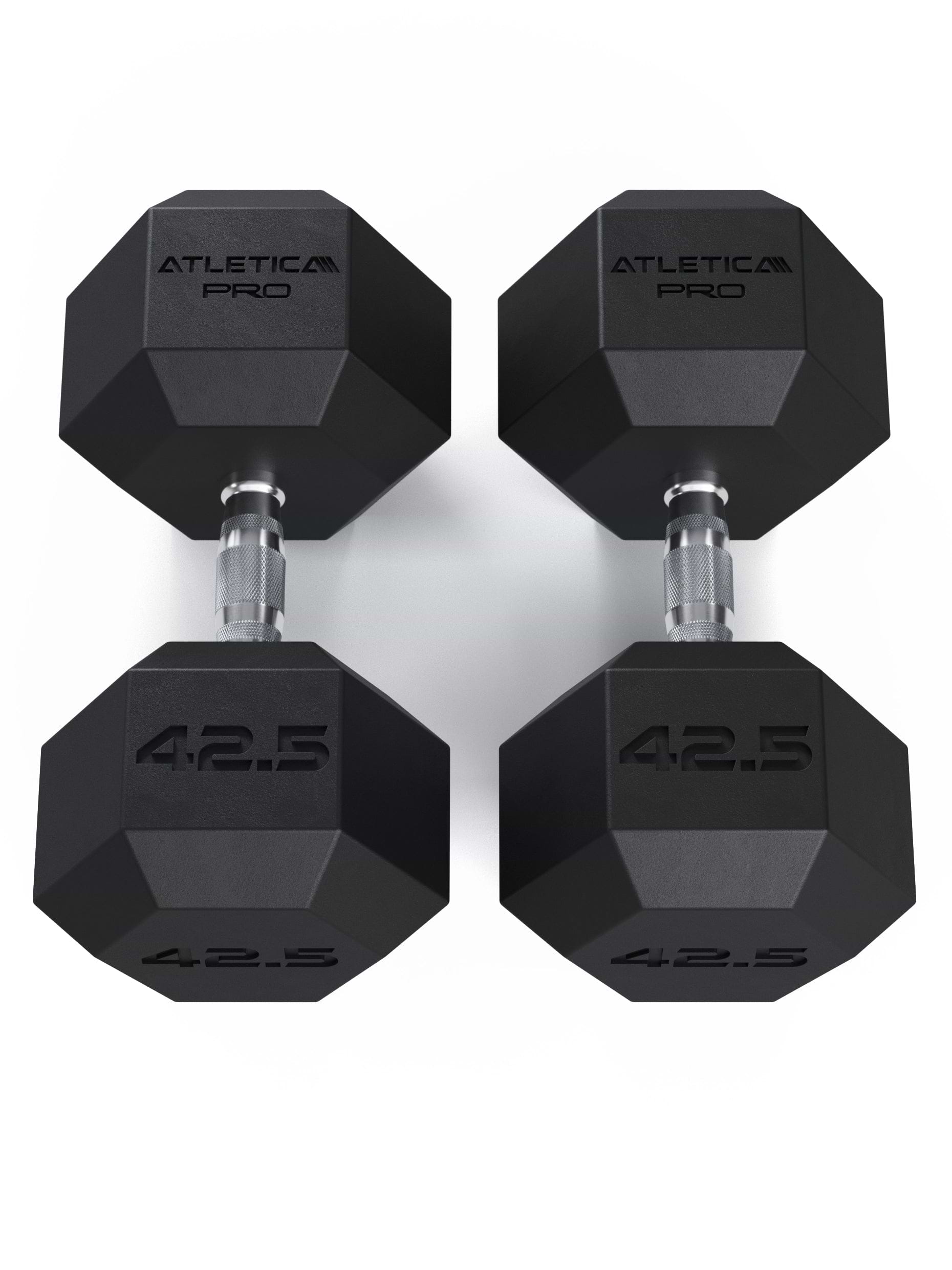 ATLETICA Hexagonhanteln PRO (Paar) | Polyurethan Hexagon Kurzhanteln | Dumbbells Pro - Gewichte mit bikonischem Griff mit Hartchrom Beschichtung | CNC gefräster Stahlkern | Paarweise von 2.5 bis 50kg,