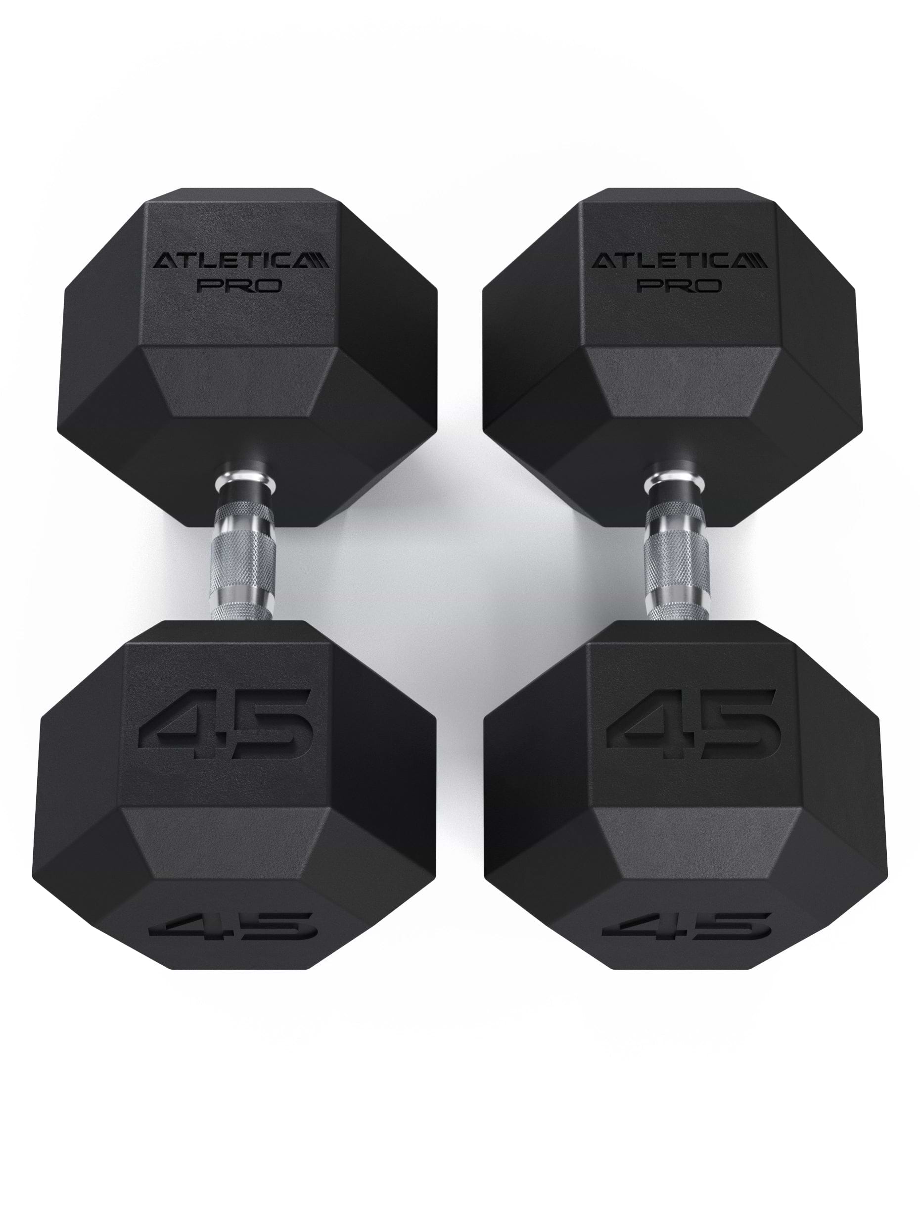 ATLETICA Hexagonhanteln PRO (Paar) | Polyurethan Hexagon Kurzhanteln | Dumbbells Pro - Gewichte mit bikonischem Griff mit Hartchrom Beschichtung | CNC gefräster Stahlkern | Paarweise von 2.5 bis 50kg,