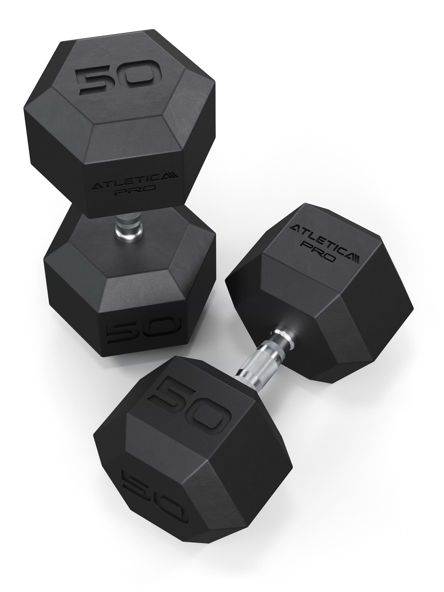 ATLETICA Hexagonhanteln PRO (Paar) | Polyurethan Hexagon Kurzhanteln | Dumbbells Pro - Gewichte mit bikonischem Griff mit Hartchrom Beschichtung | CNC gefräster Stahlkern | Paarweise von 2.5 bis 50kg,