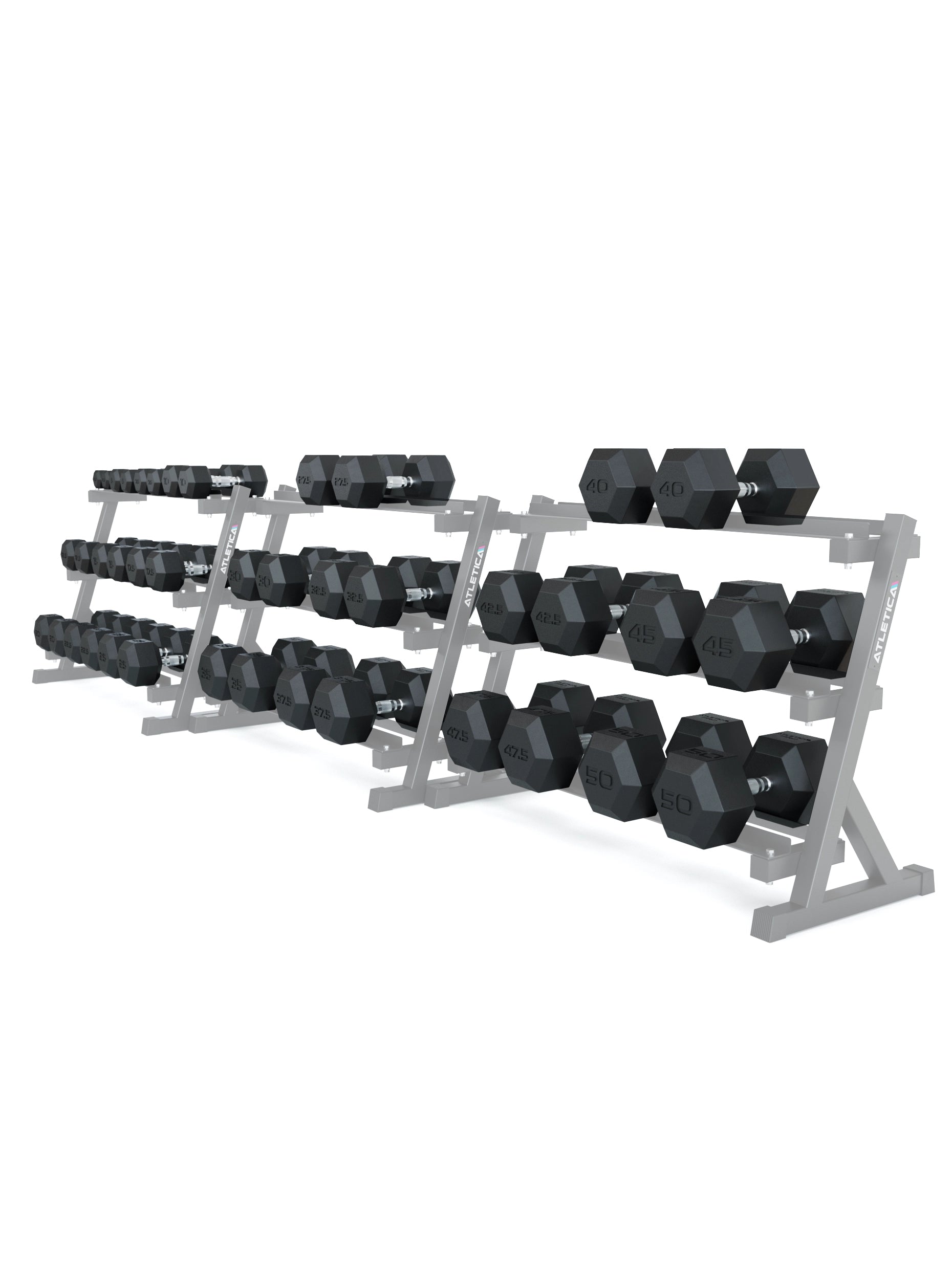 ATLETICA Hexagonhanteln PRO (SET 2.5 kg - 50 kg) | Polyurethan Hexagon Kurzhanteln | Dumbbells Pro - Gewichte mit bikonischem Griff mit Hartchrom Beschichtung | CNC gefräster Stahlkern 