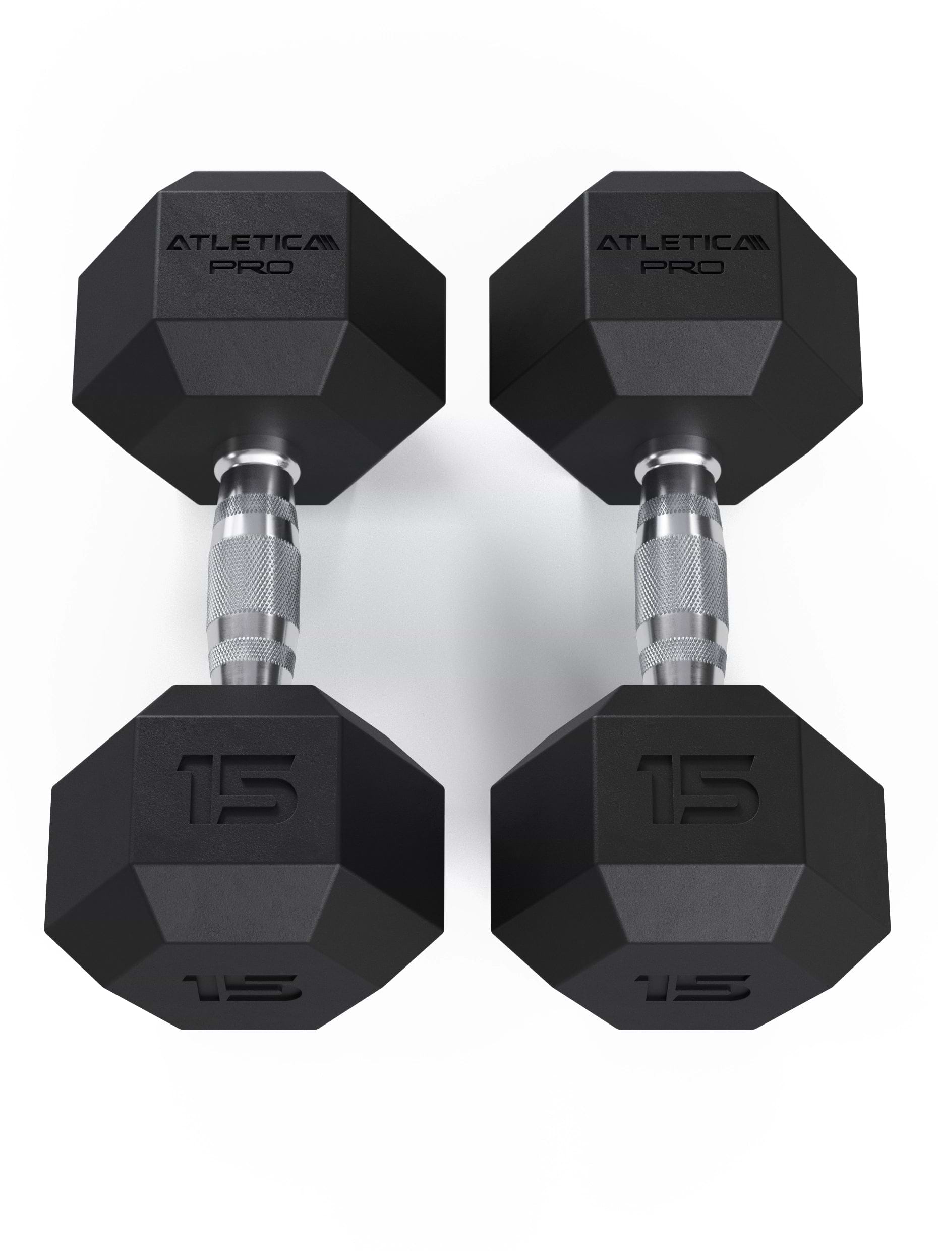 ATLETICA Hexagonhanteln PRO (Paar) | Polyurethan Hexagon Kurzhanteln | Dumbbells Pro - Gewichte mit bikonischem Griff mit Hartchrom Beschichtung | CNC gefräster Stahlkern | Paarweise von 2.5 bis 50kg,