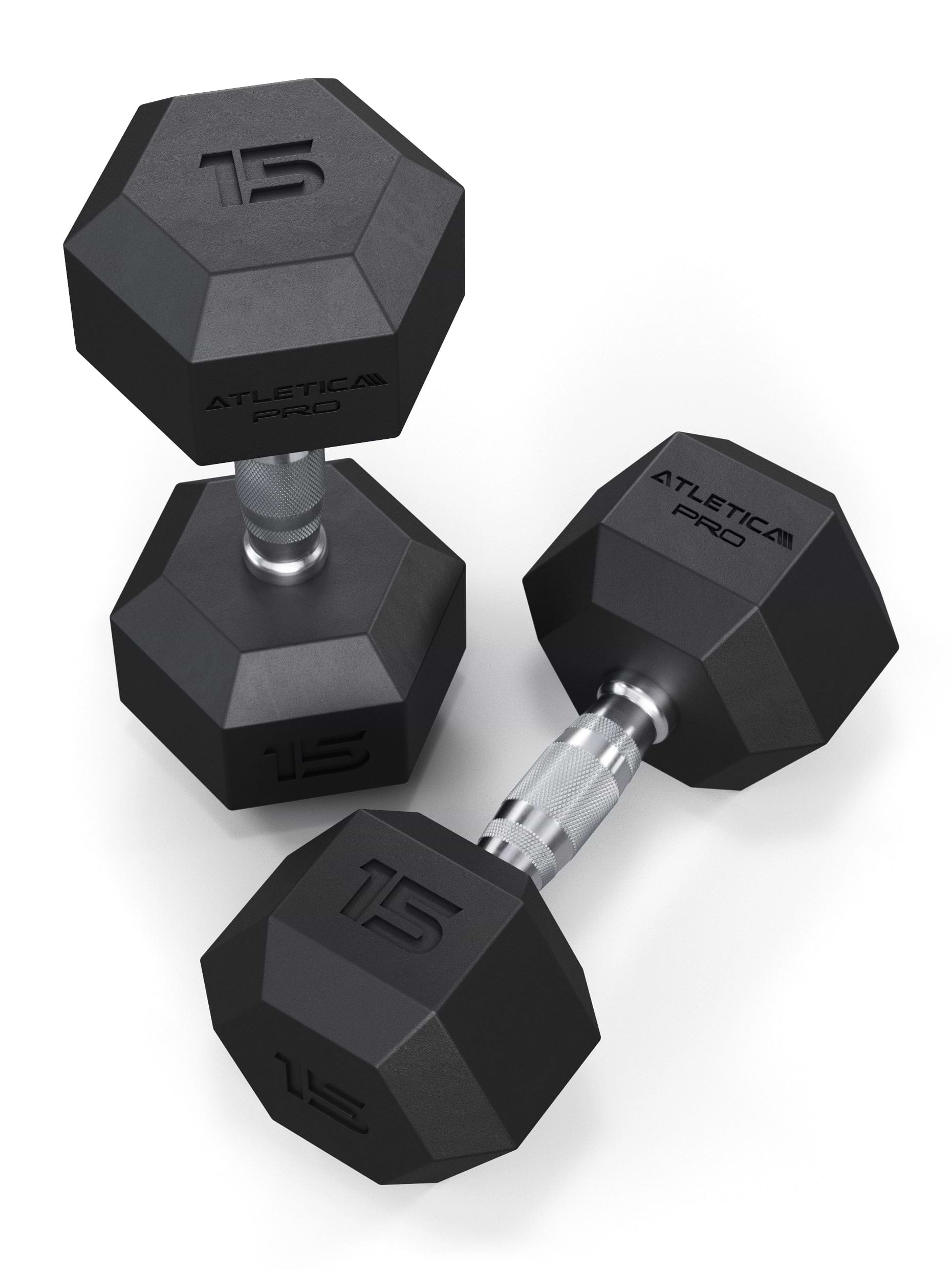 ATLETICA Hexagonhanteln PRO (Paar) | Polyurethan Hexagon Kurzhanteln | Dumbbells Pro - Gewichte mit bikonischem Griff mit Hartchrom Beschichtung | CNC gefräster Stahlkern | Paarweise von 2.5 bis 50kg,