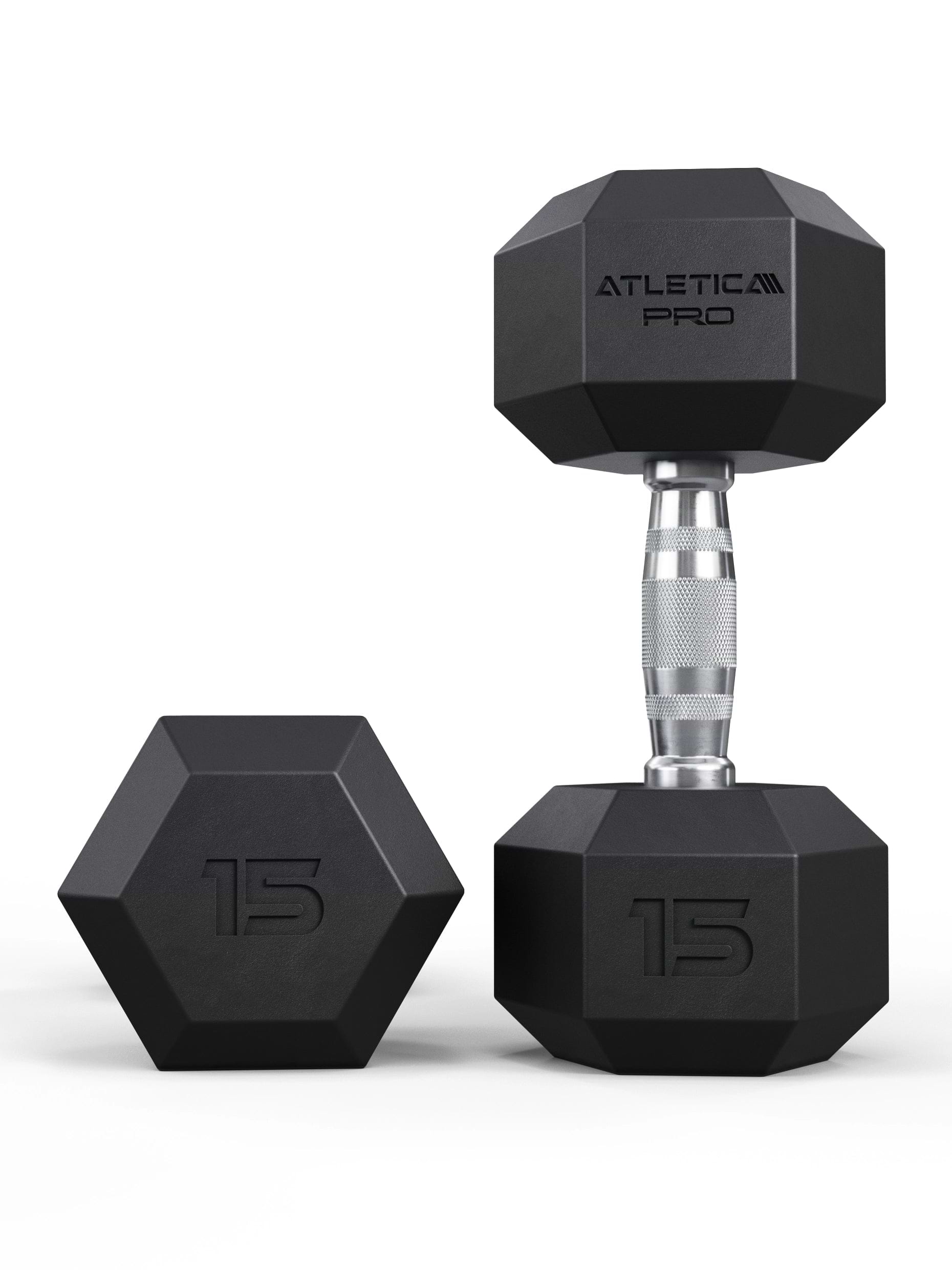 ATLETICA Hexagonhanteln PRO (Paar) | Polyurethan Hexagon Kurzhanteln | Dumbbells Pro - Gewichte mit bikonischem Griff mit Hartchrom Beschichtung | CNC gefräster Stahlkern | Paarweise von 2.5 bis 50kg,