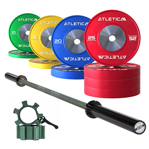 Langhantel Set Beta Military Green I Competition Plates 190kg I Aluminiumverschlüsse Military Green