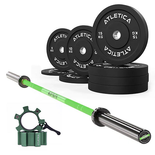 Set Delta Electric Green + Bumper Plates 90 kg