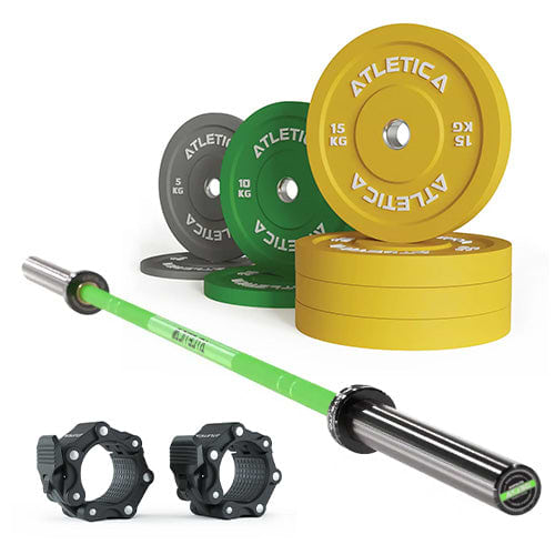 Delta Electric Green SET | Color Bumper Plates 90kg | Kautschuk Hantelverschlüsse