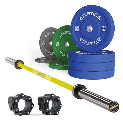 Set-Inhalt: Delta Electric Yellow I 110 kg Color Bumper Plates I Pro Verschlüsse