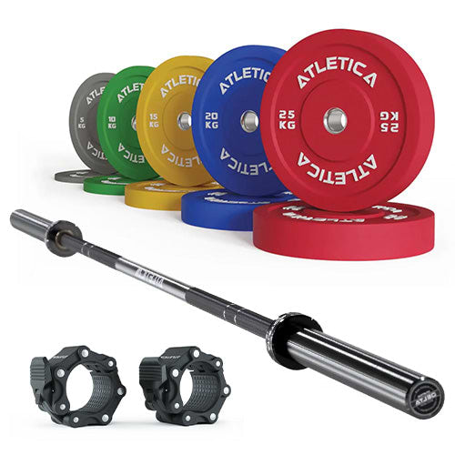 Gryf Delta Electric Tripple Black + Kolorowe talerze obciążeniowe Bumper 150 kg