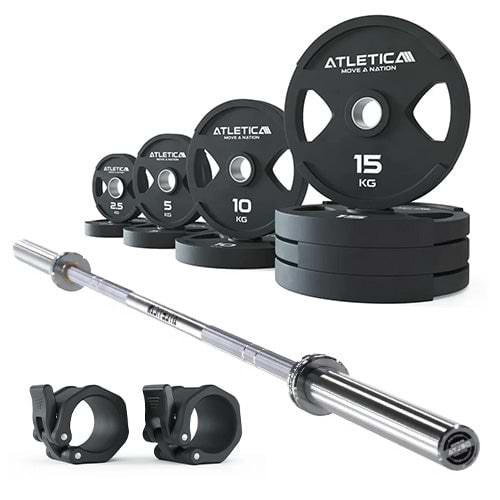 Langhantel Set Delta Chrome I 2H Gripper Plates 95kg I Kautschuk Verschlüsse