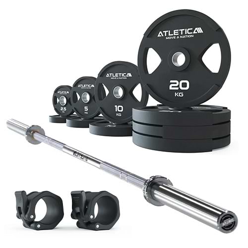 Langhantel Set Delta Chrome I 2H Gripper Plates 115kg I Kautschuk Verschlüsse