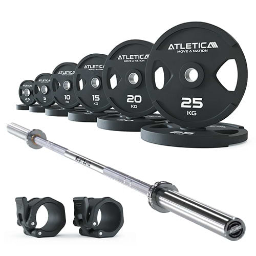 Langhantel Set Delta Chrome I 2H Gripper Plates 115 kg I Kautschuk Verschlüsse