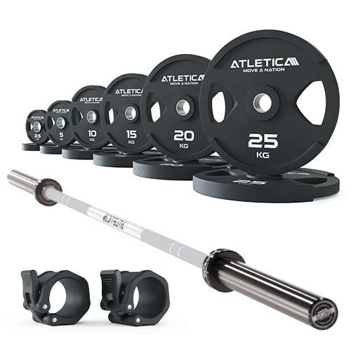 Langhantel Set Delta White I 2H Gripper Plates 155 kg I Kautschuk Verschlüsse