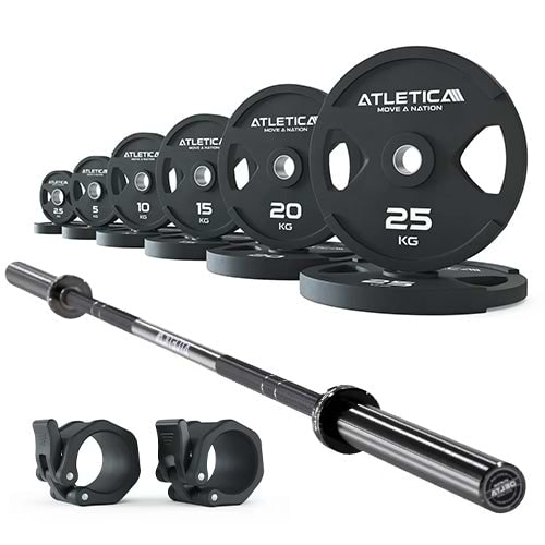 Langhantel Set Delta Tripple Black I 2H Gripper Plates 155kg I Kautschuk Verschlüsse