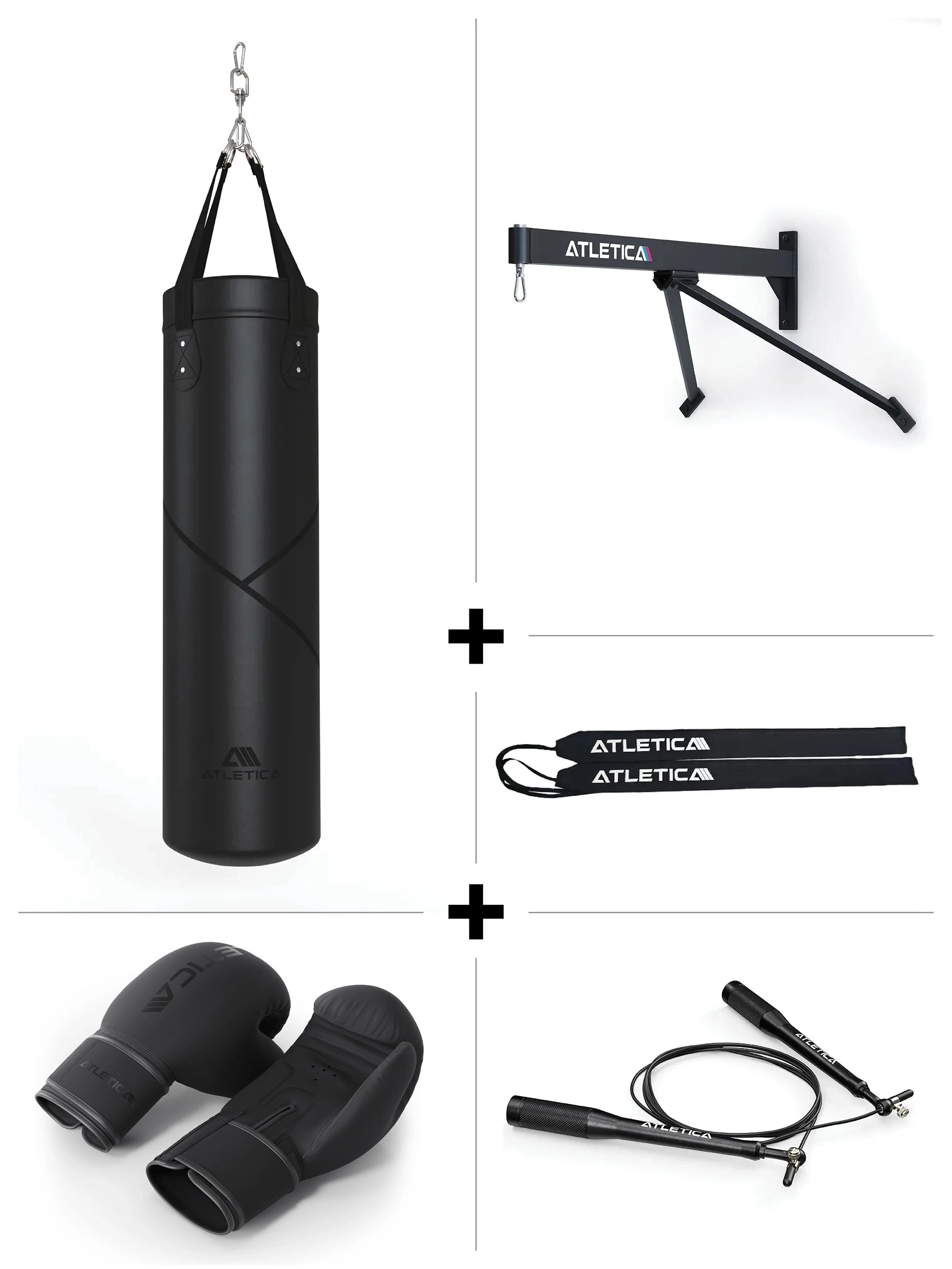 Box Training Set: Boxsack mit Gurt Wandhalterung | Bandagen | Speed Rope Springseil