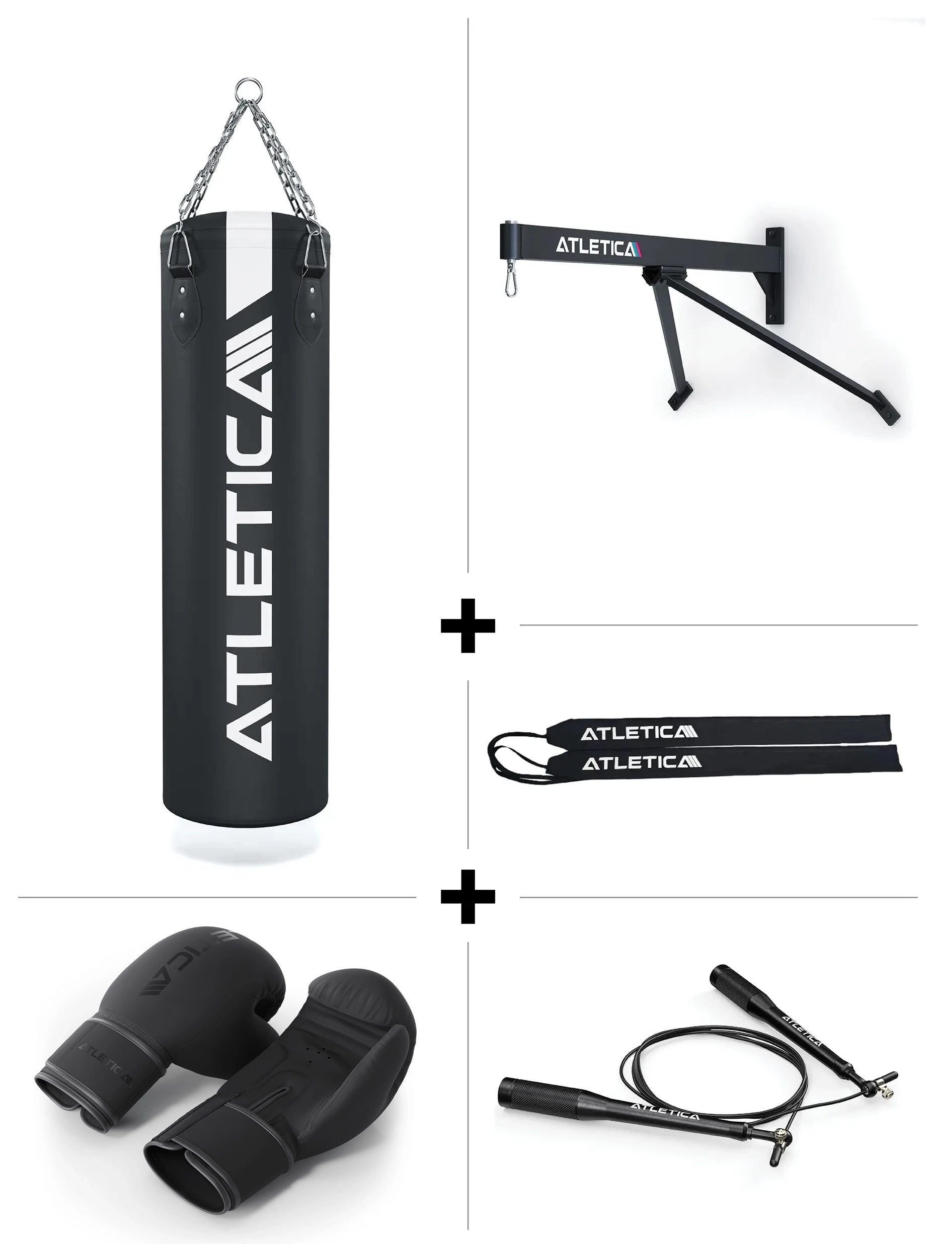 Boxsack mit Kette Set mit Boxsack-Wandhalterung, Bandagen und Speed Rope Springseil