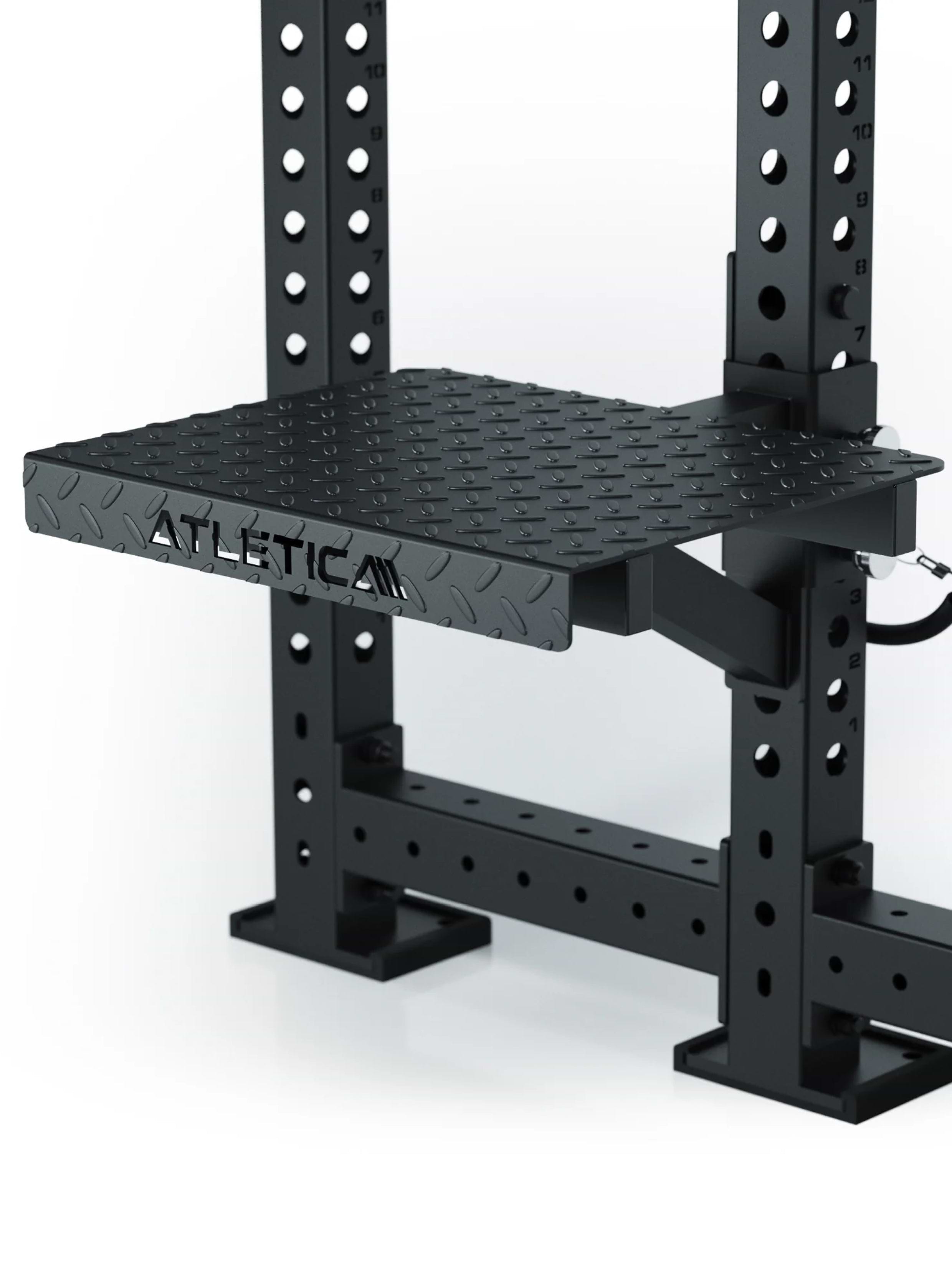 Power Rack Step-Up Plattform: einfach anzubringen, mit dem Power Rack Split Squats, Belt Squats trainieren