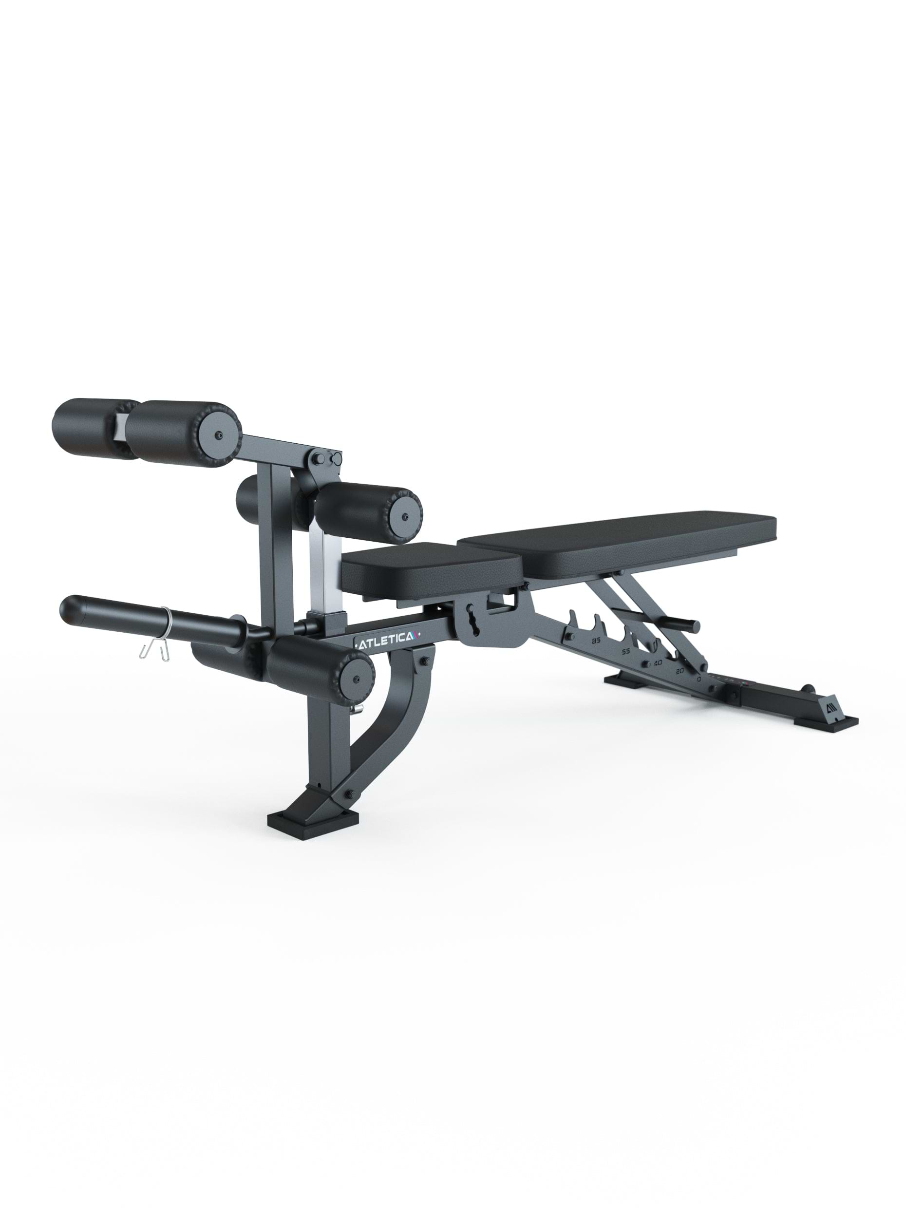 Hantelbank Beinbeuger Beinstrecker LegMaster: Leg Curl Beintraining mit Gewichten, Schrägbank negativ verstellbar, in schwarz