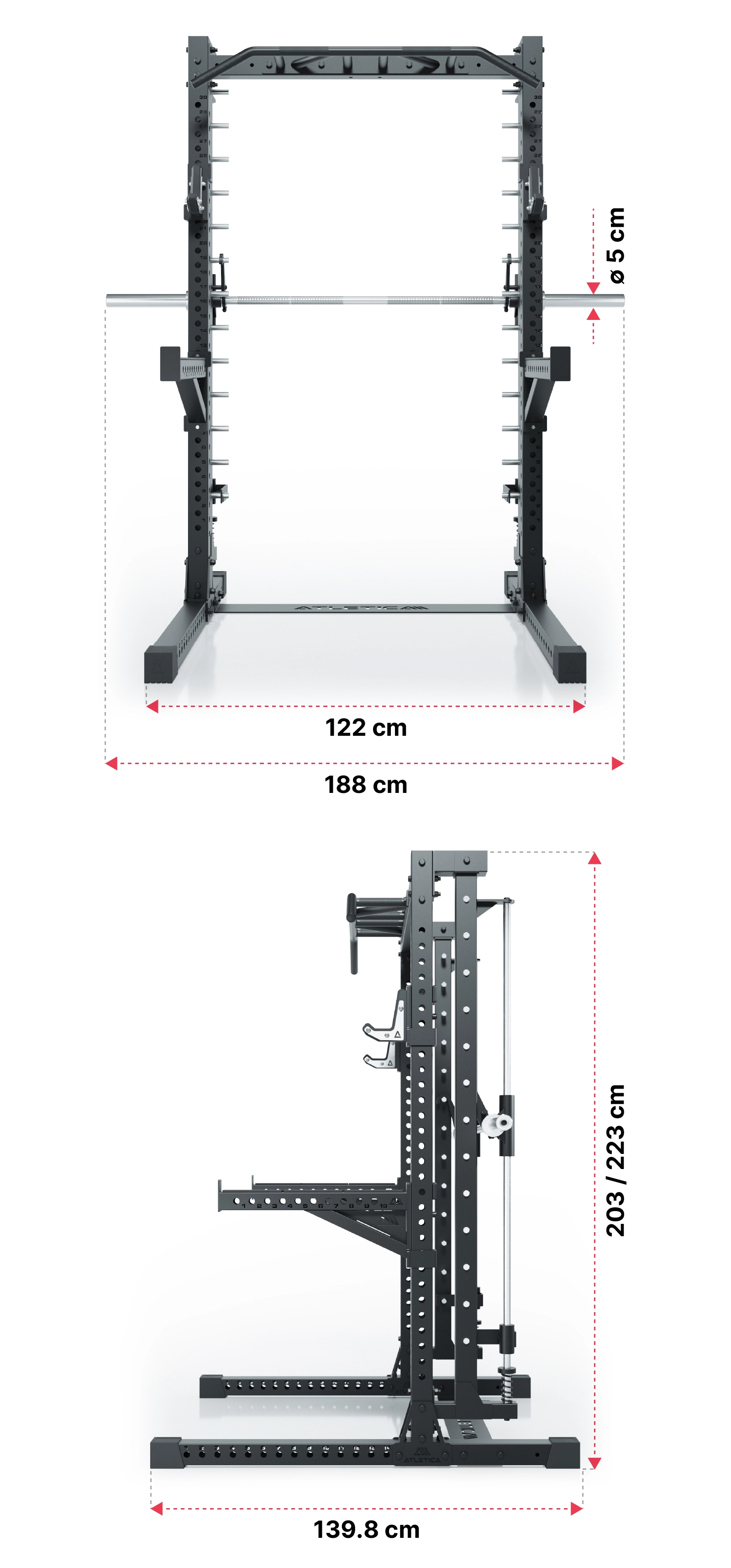 R7 Saber Power Rack: Dimensionen