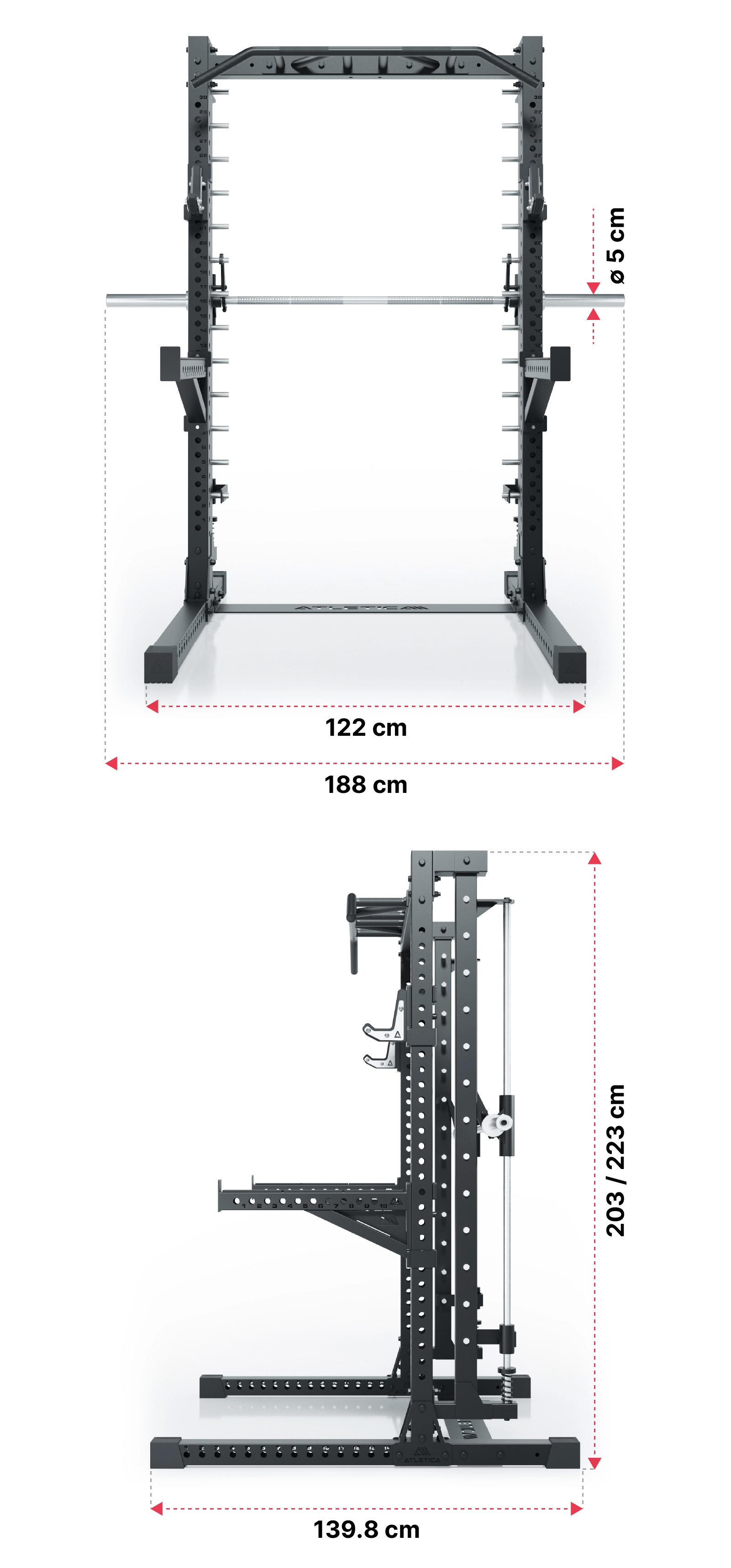R7 Saber Power Rack: Dimensionen