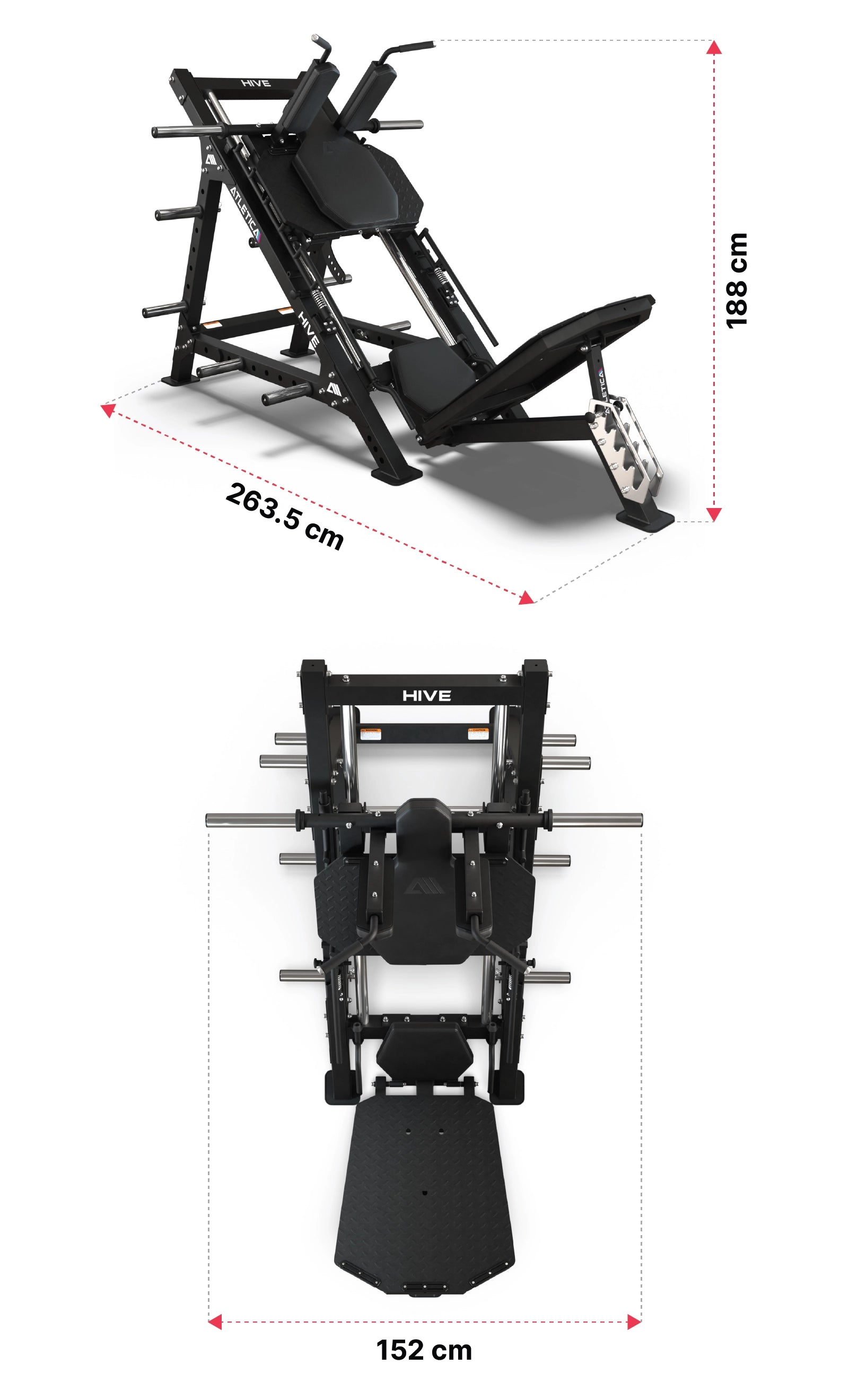 Hive Beinpresse und Hackenschmidt: Dimensionen