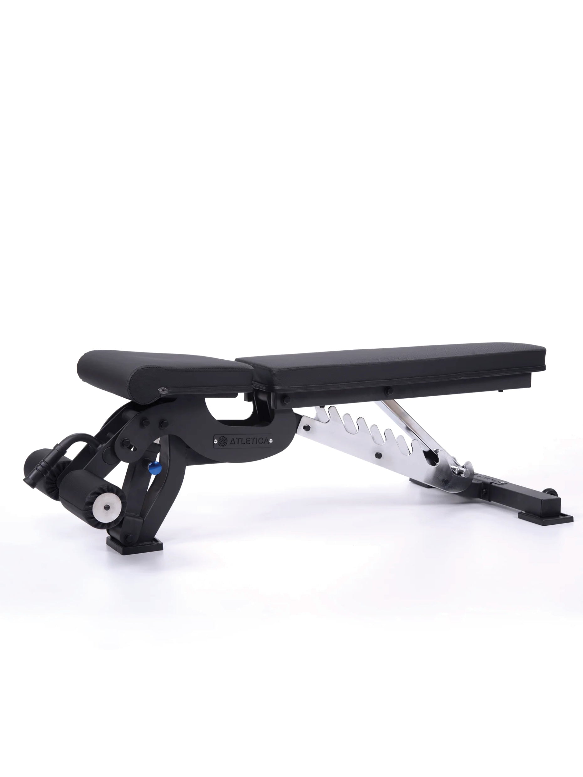 Hantelbank B6, negativ verstellbar, mit 90° Winkel, mit Fussblocker für Situps, in schwarz, für Fitnesstraining mit Kurzhanteln und Langhanteln, 