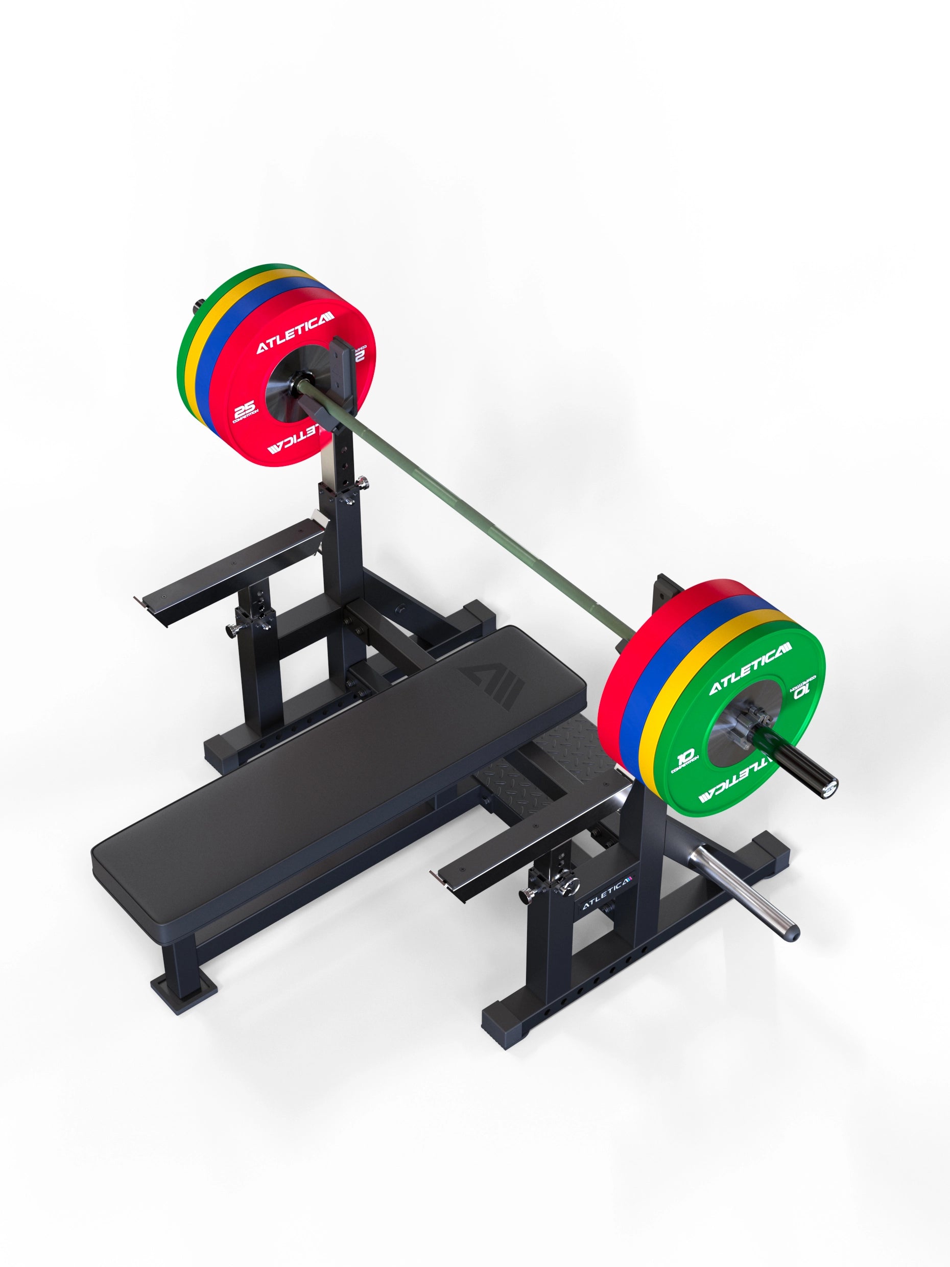 Hantelstangen: Langhantel Beta Powerlifting Langhantel, Entfessele Dein Powerlifting-Potential | 20kg | IPF-Markierung | Chrome / Military Green | 1200kg Belastbarkeit 