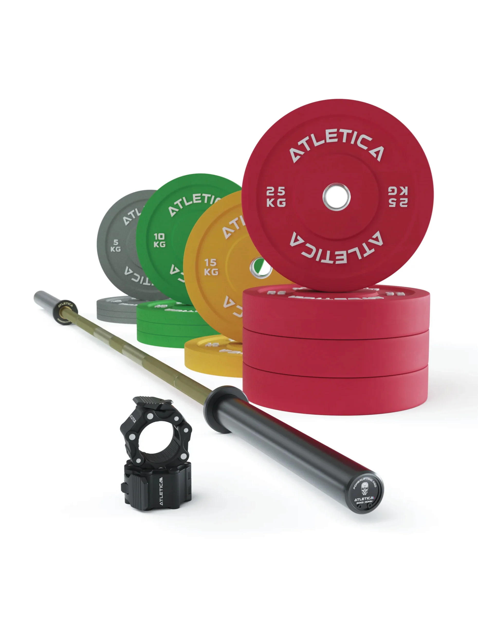 Hantelstangen Set Beta: Spezielle Powerlifting Hantelstange | 190kg Bumper Plates | Pro Collars | Kraft und Präzision,