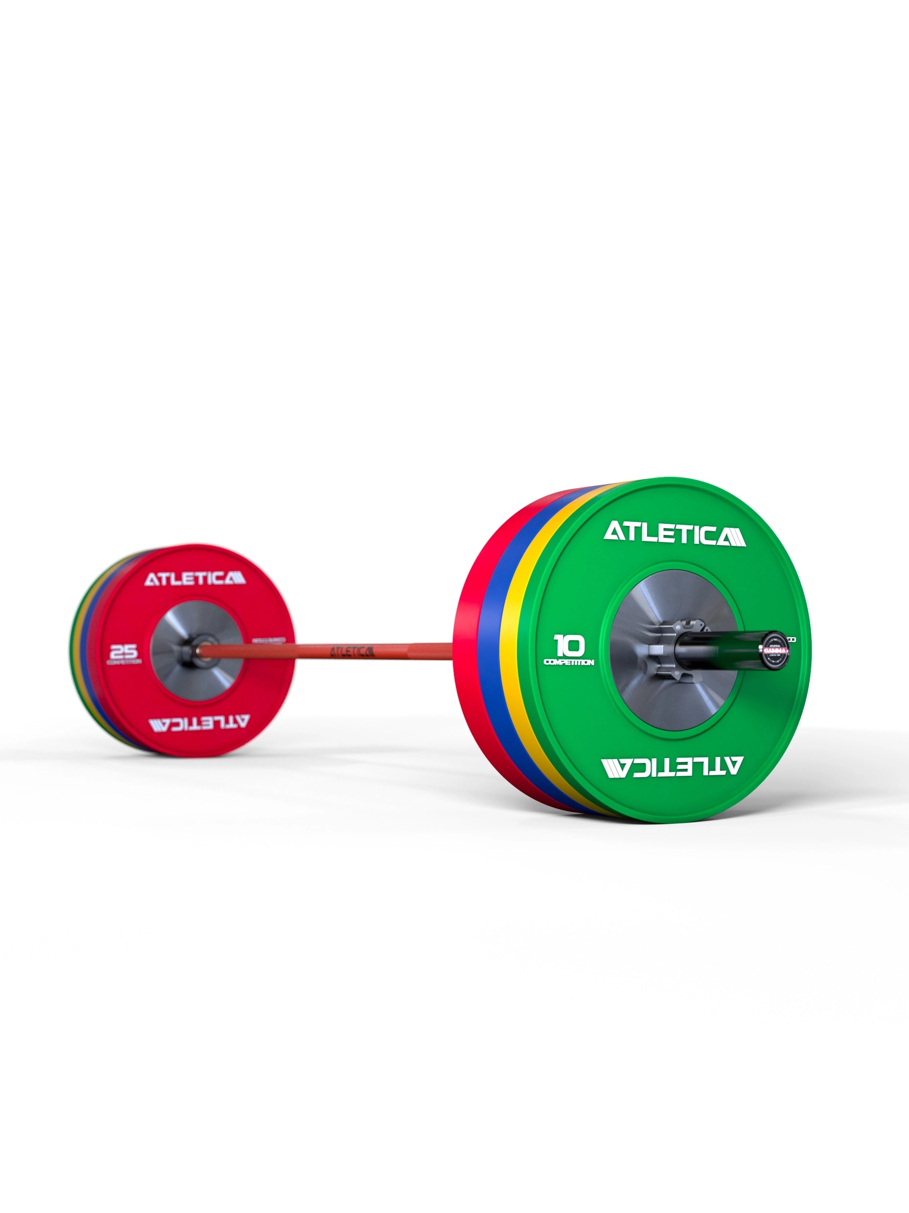 Hantelstangen: Langhantel Gamma Powerlifting Langhantel | 20kg | IPF- & IWF-Markierungen | Chrome / Sportscar Red | 1200kg Belastbarkeit 