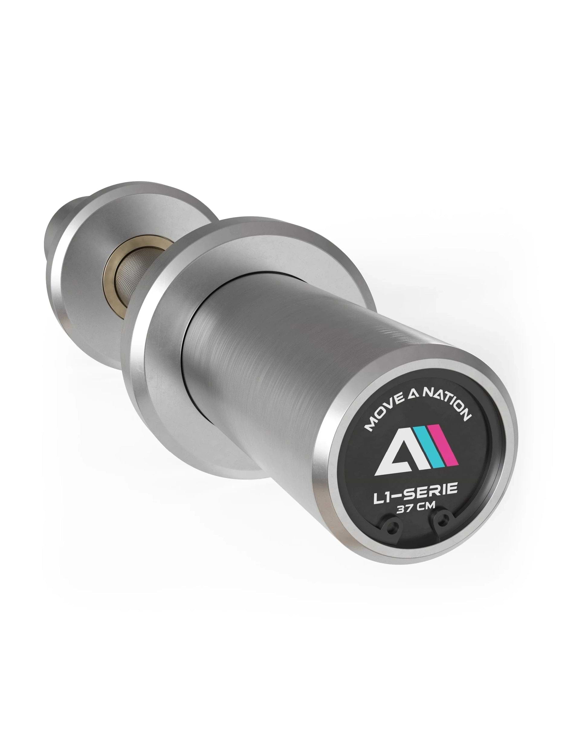 Kurzhantel Olympia L1: 37cm Länge, Hantelstange mit Ø 50 mm | Studioqualität | 190.000 PSI | Hochbelastbar & verchromt | Mit Kugellagern ausgestattet | 4 kg