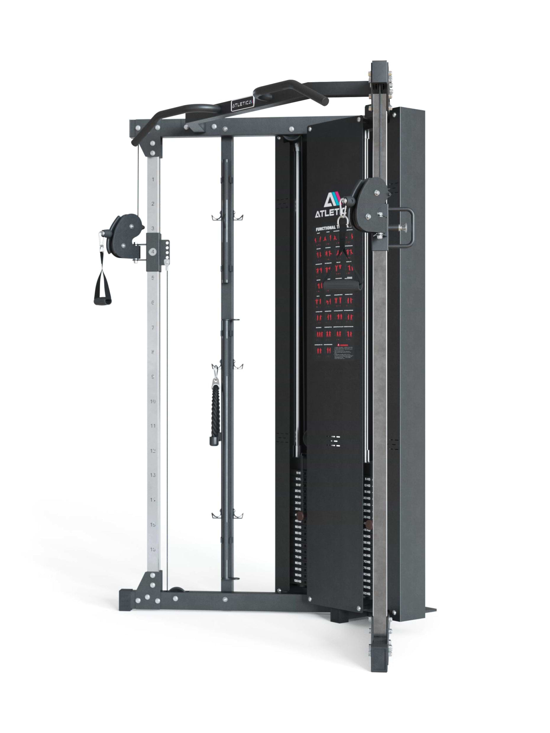 Kabelzug Kraftstation X-Five: 180kg Steckgewichte, 2:1 Übersetzungsverhältnis, Cable-Cross-Mechanismus mit 20 Höhenverstellungen, Hochwertige Kugellager-Führungsrollen,
