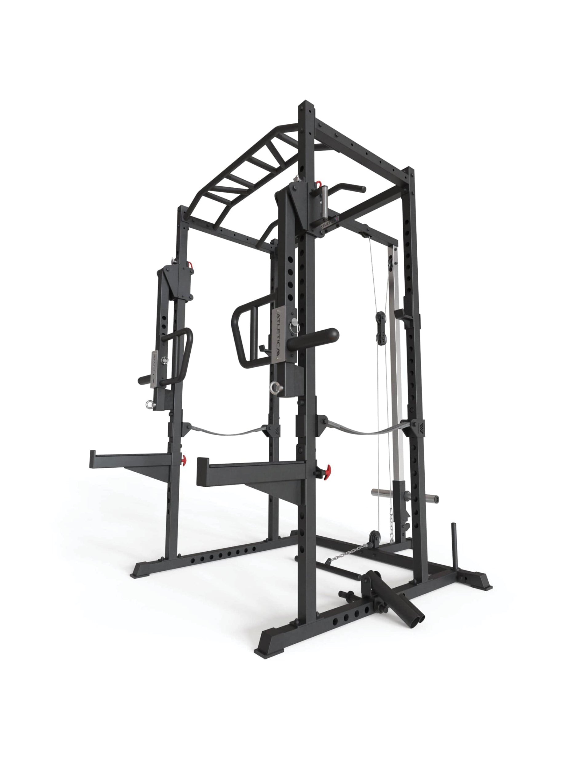 Full Rack R5 Boost mit Jammer Armen, für Übungen wie Bankdrücken, Kniebeugen, Belt Squat Training, Schulterdrücken, Deadlifts,