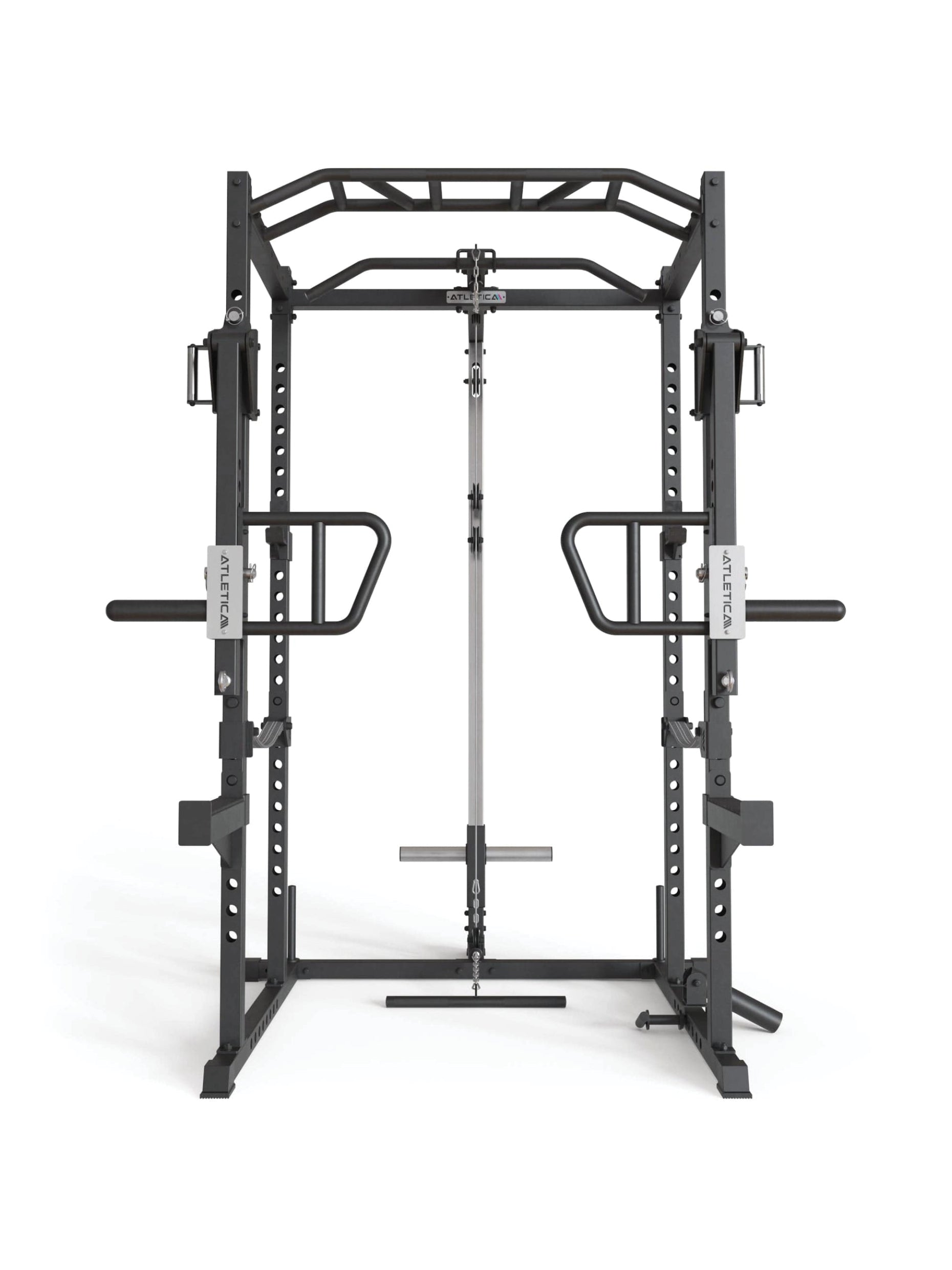 Power Cage R5 Boost: in Vollaustattung mit Jammer Armen, für Übungen wie Bankdrücken, Kniebeugen, Belt Squat Training, Schulterdrücken, Deadlifts,
