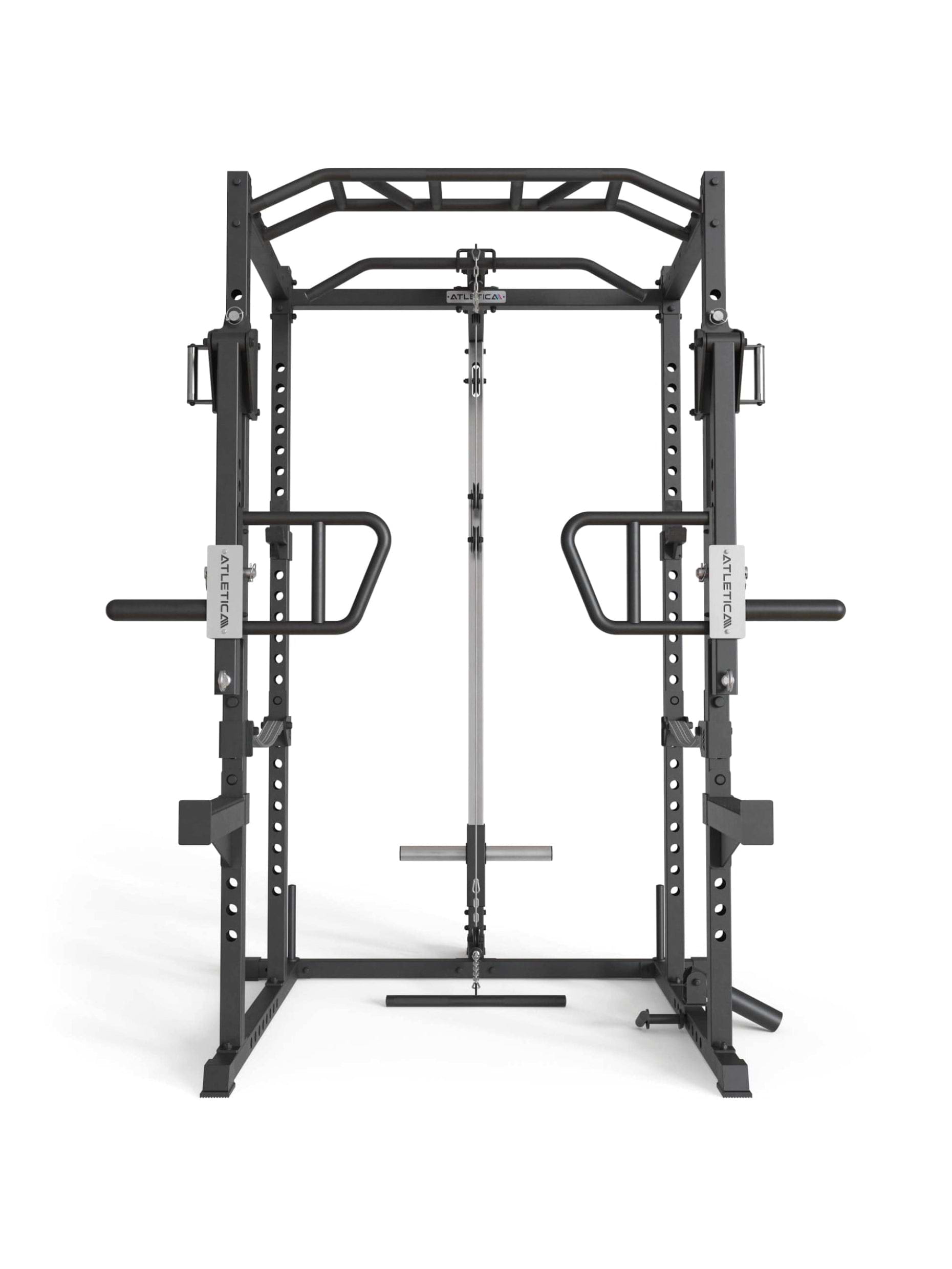 Power Cage R5 Boost: in Vollaustattung mit Jammer Armen, für Übungen wie Bankdrücken, Kniebeugen, Belt Squat Training, Schulterdrücken, Deadlifts,