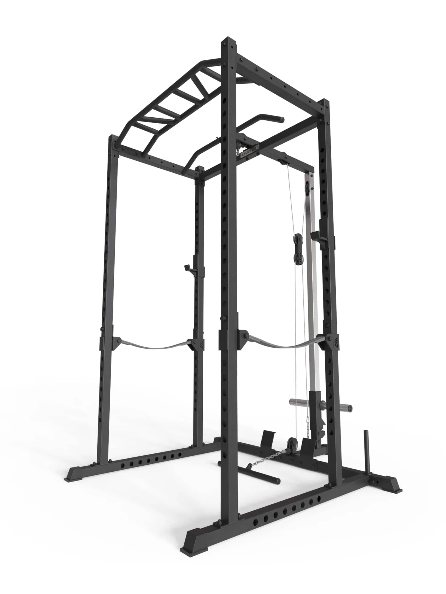 Power Rack Vega R5 Serie: mit Latzug, Multi-Grip Pull-Up Bar, Pin-and-Pipe-Safeties, J-Hooks und Weight-Pins, ideal für Fitnesstraining mit Gewichten und Hantelbank, 